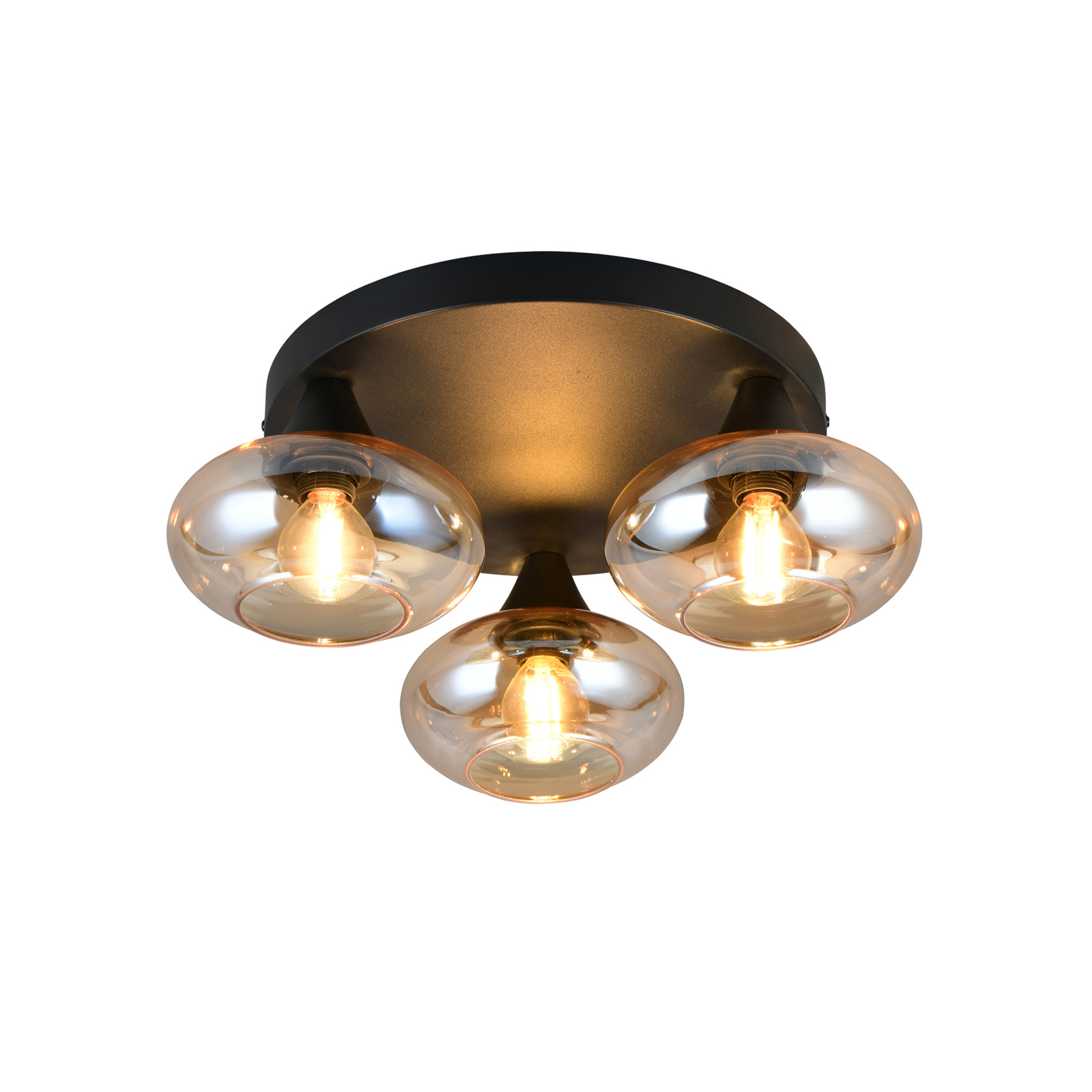 Deckenleuchte Divina, amberfarbig, Ø 39 cm, 3-flammig, Glas