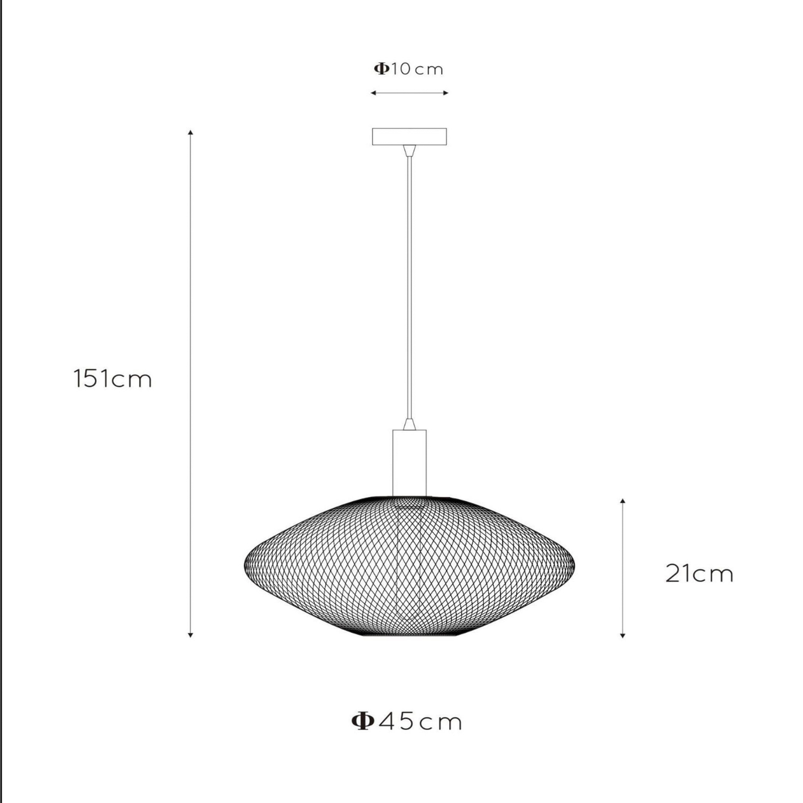Lámpara colgante Mesh, trapezoidal, Ø 45 cm, negro