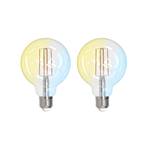 Prios LED-Filamentlampe E27 G95 7W WLAN klar 2er