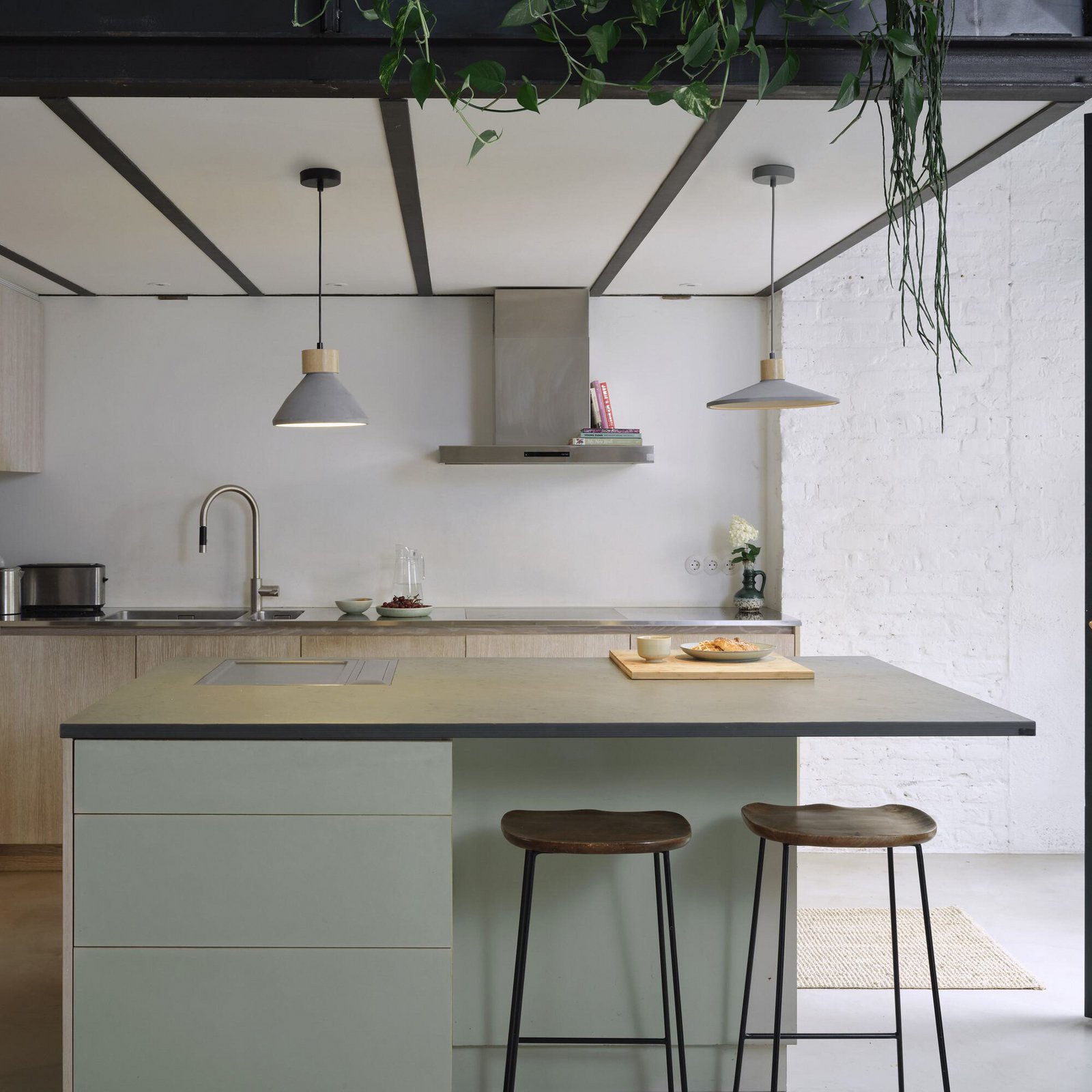 OSRAM Hängelampe CONCRETE WOOD, grau, Ø 22 cm, Beton, E27