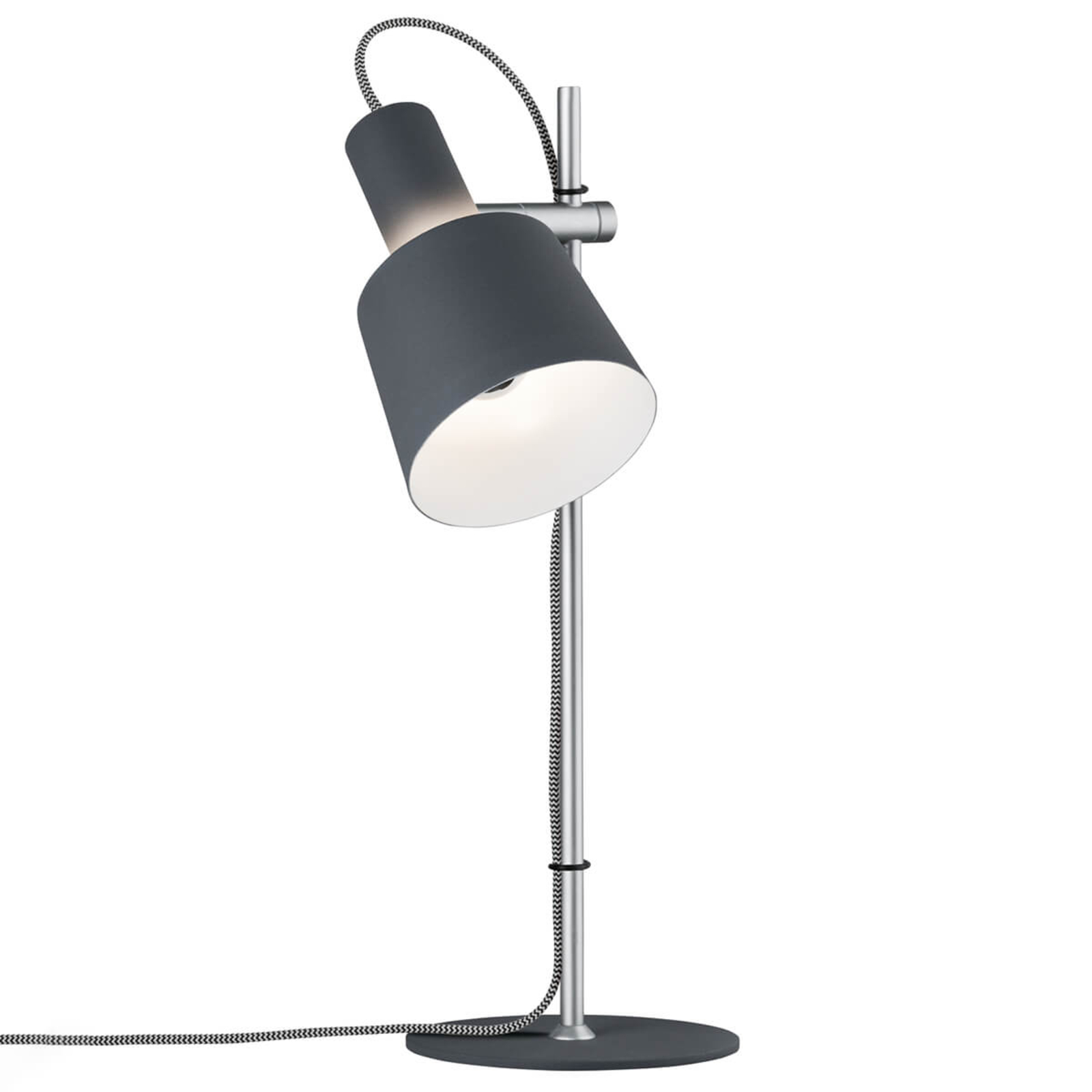 Paulmann Haldar- modern table lamp in dark grey, for Living / Dining Room, metal, fabric, E14, 20 W, energy efficiency: A++, H: 46 cm