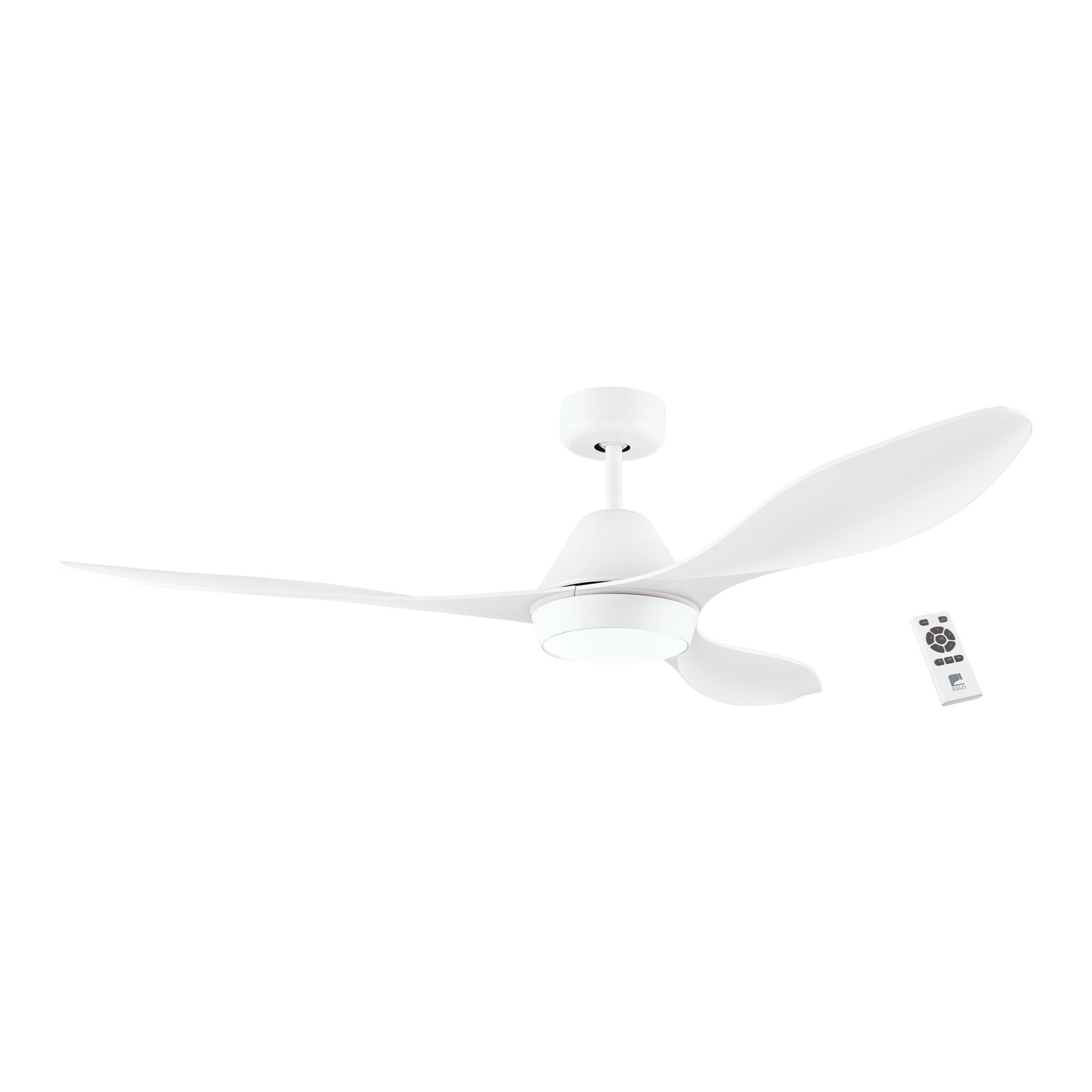 EGLO Nevis ceiling fan with an LED bulb, matt white, for Living / Dining Room, steel, ABS plastic, acrylic, 18 W, energy efficiency: A+, H: 34 cm