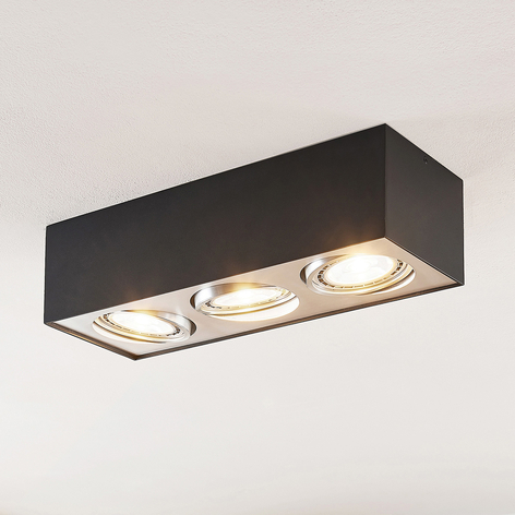 Arcchio Dwight LED-Deckenlampe in Schwarz, 3-fl.
