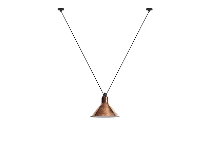 Lampe Gras - 323 XL Suspension Conical Raw Copper/White