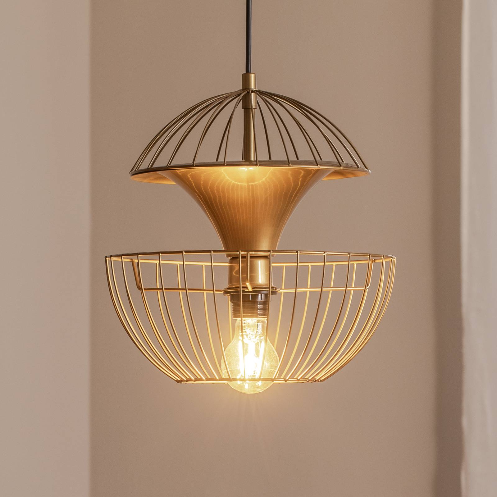 Hängeleuchte Telmander 11410, goldfarben, Metall, Ø 30 cm günstig online kaufen