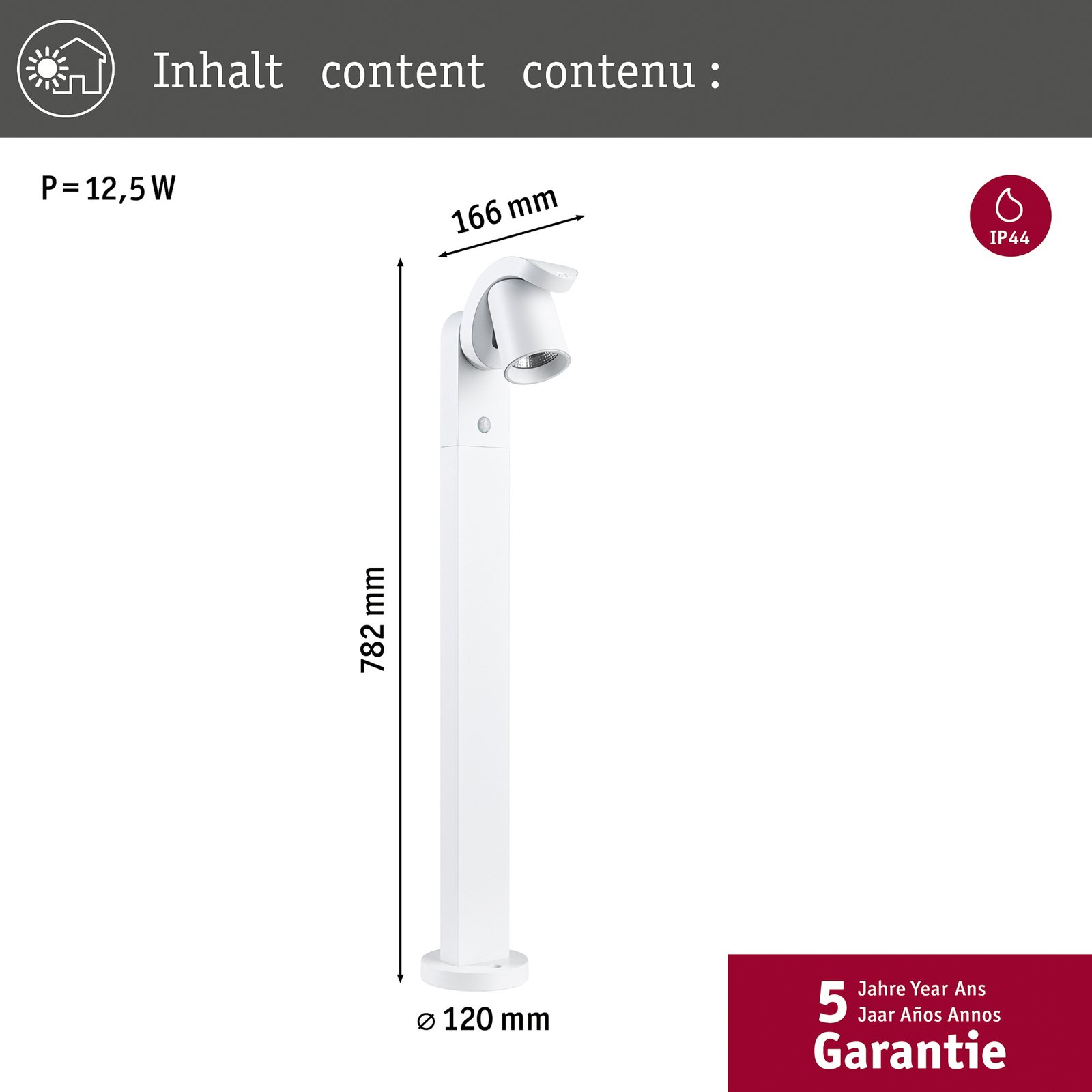 Paulmann LED path light Cuff, aluminium, sensor, white