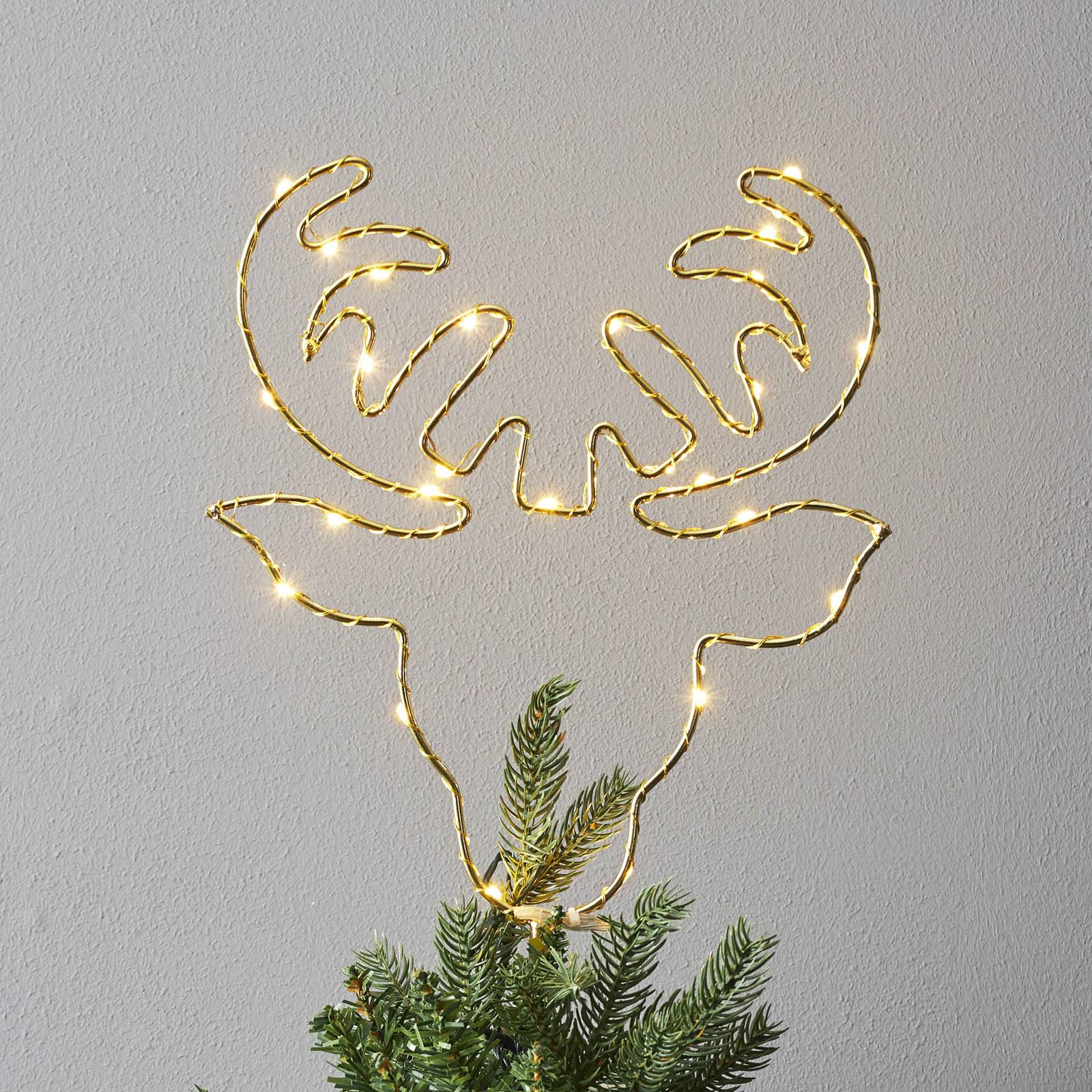 Levně LED špička stromu Topsy, jelení hlava na baterie