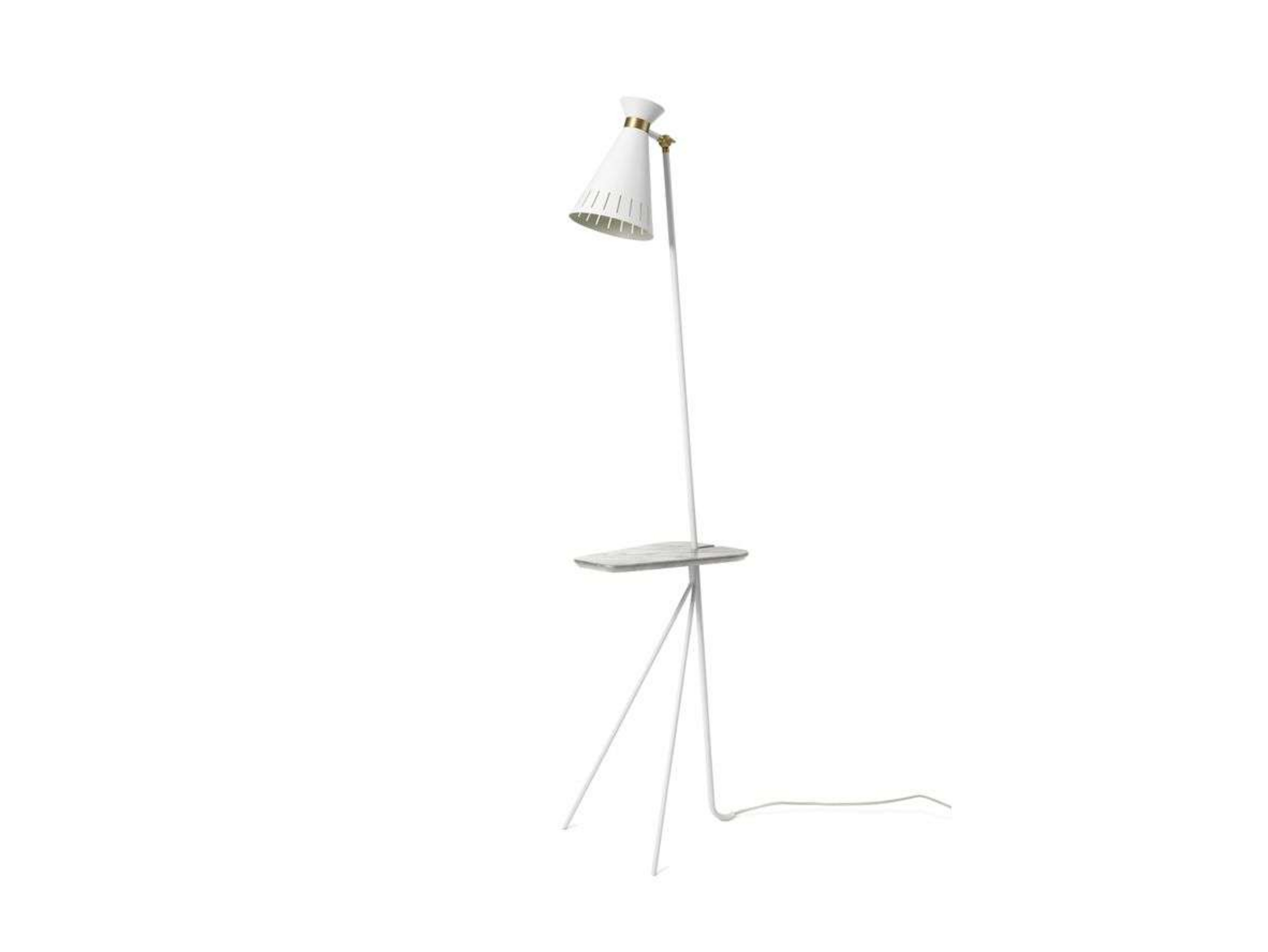 Stojacia lampa Cone s stolíkom, biele/mramorové, 144 cm – Warm Nordic