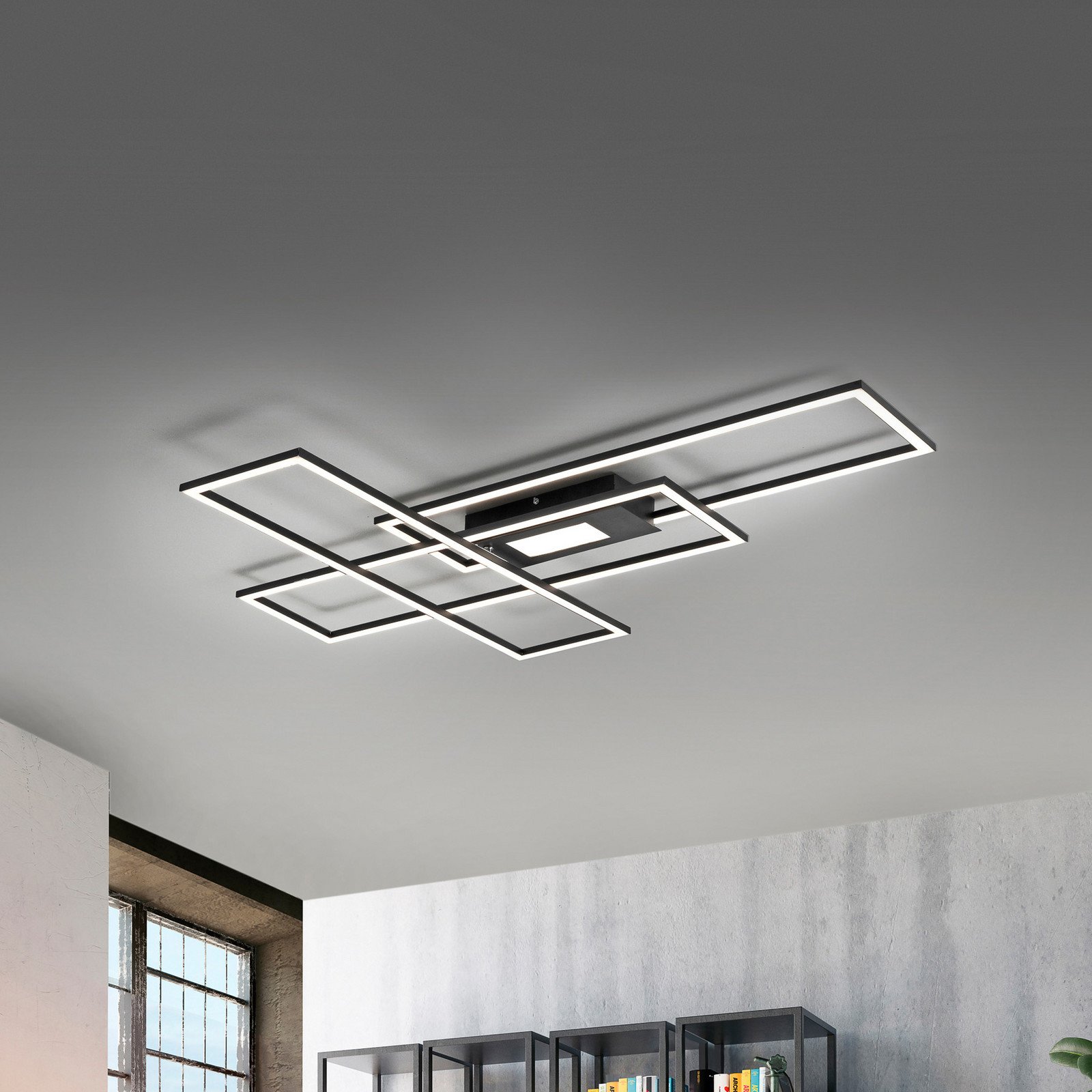 JUST LIGHT. Plafonieră LED Asmin CCT negru 98.9x69.4cm - Camera de zi / sufragerie - modern - Aluminiu