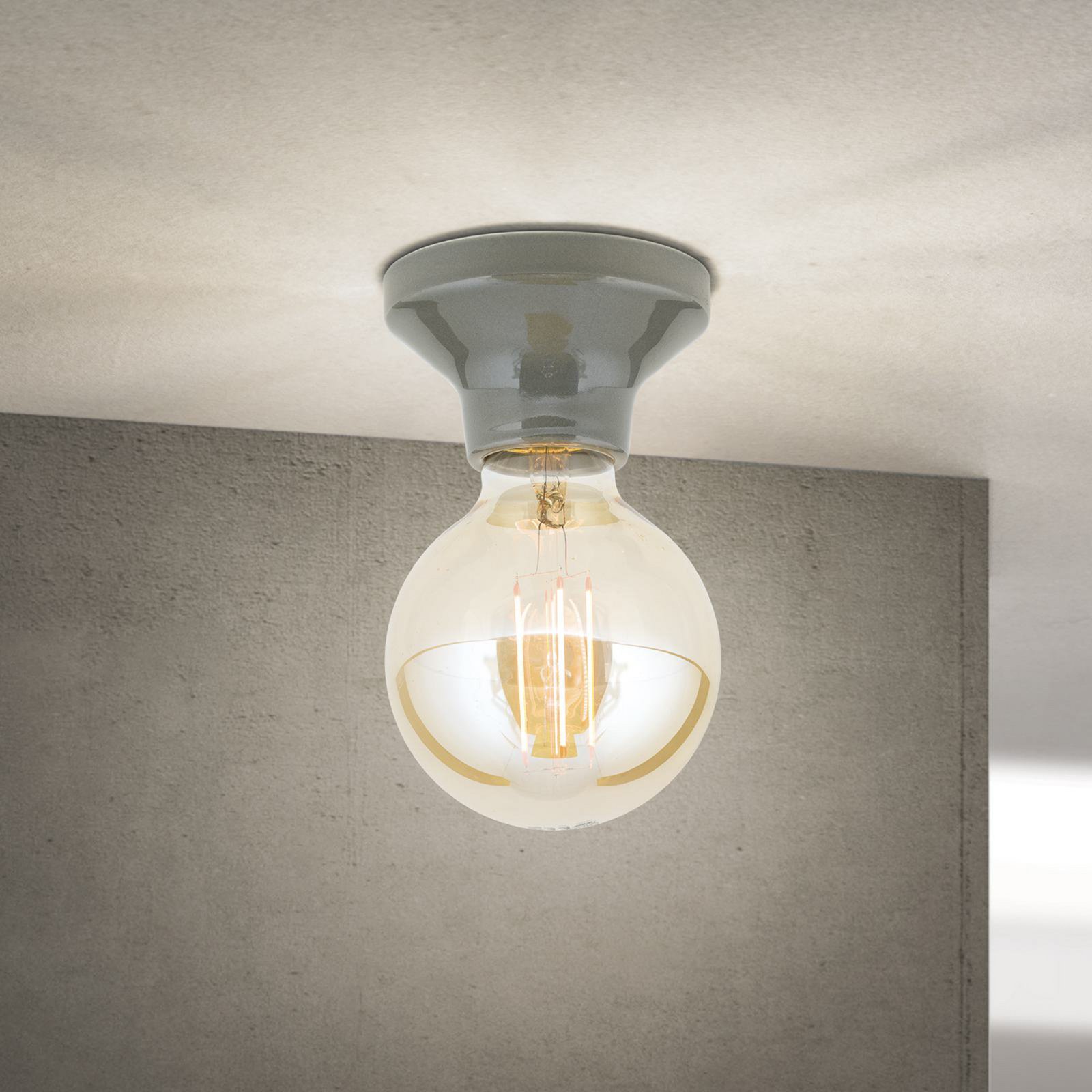 Plafonnier Frost, gris, céramique, E27