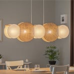 Puls hanging light, jute shades, natural brown/white, 5-bulb