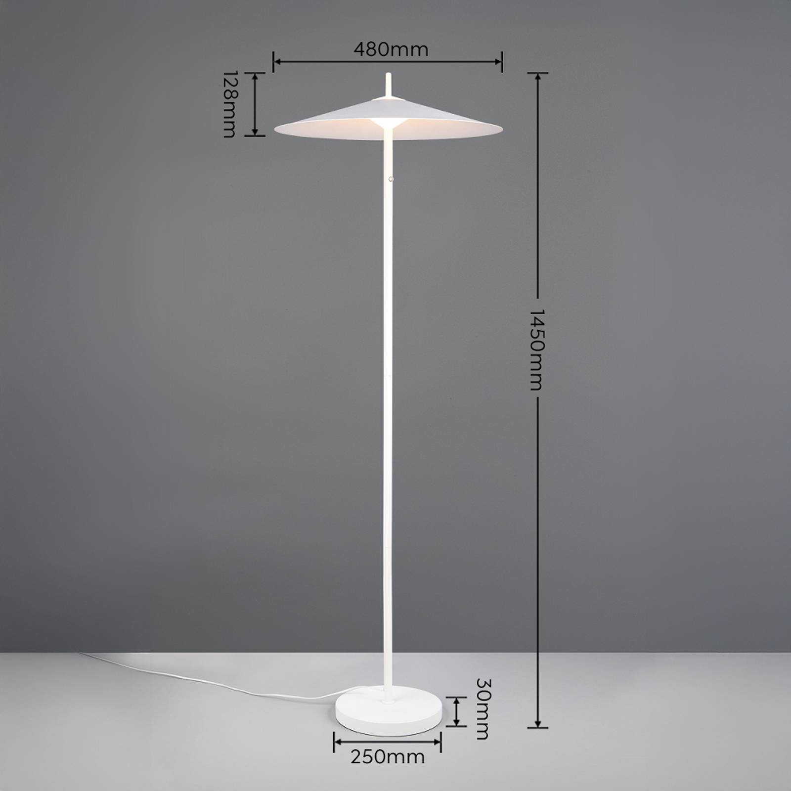 LED-gulvlampe Amalo, matt hvit, høyde 145 cm, metall, CCT