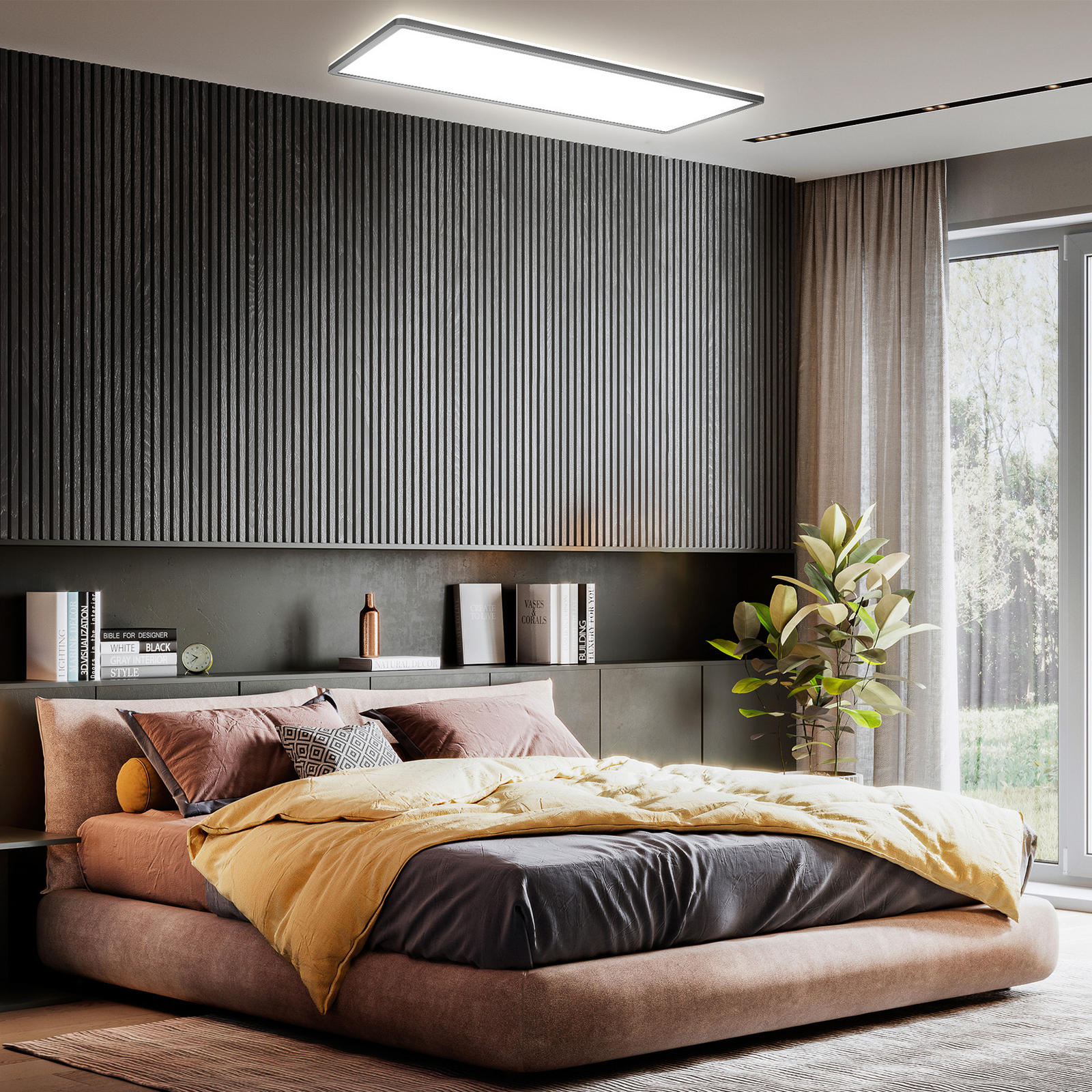 LED paneel Slim met afstandsbediening RGBW, 58 x 20 cm, zwart,