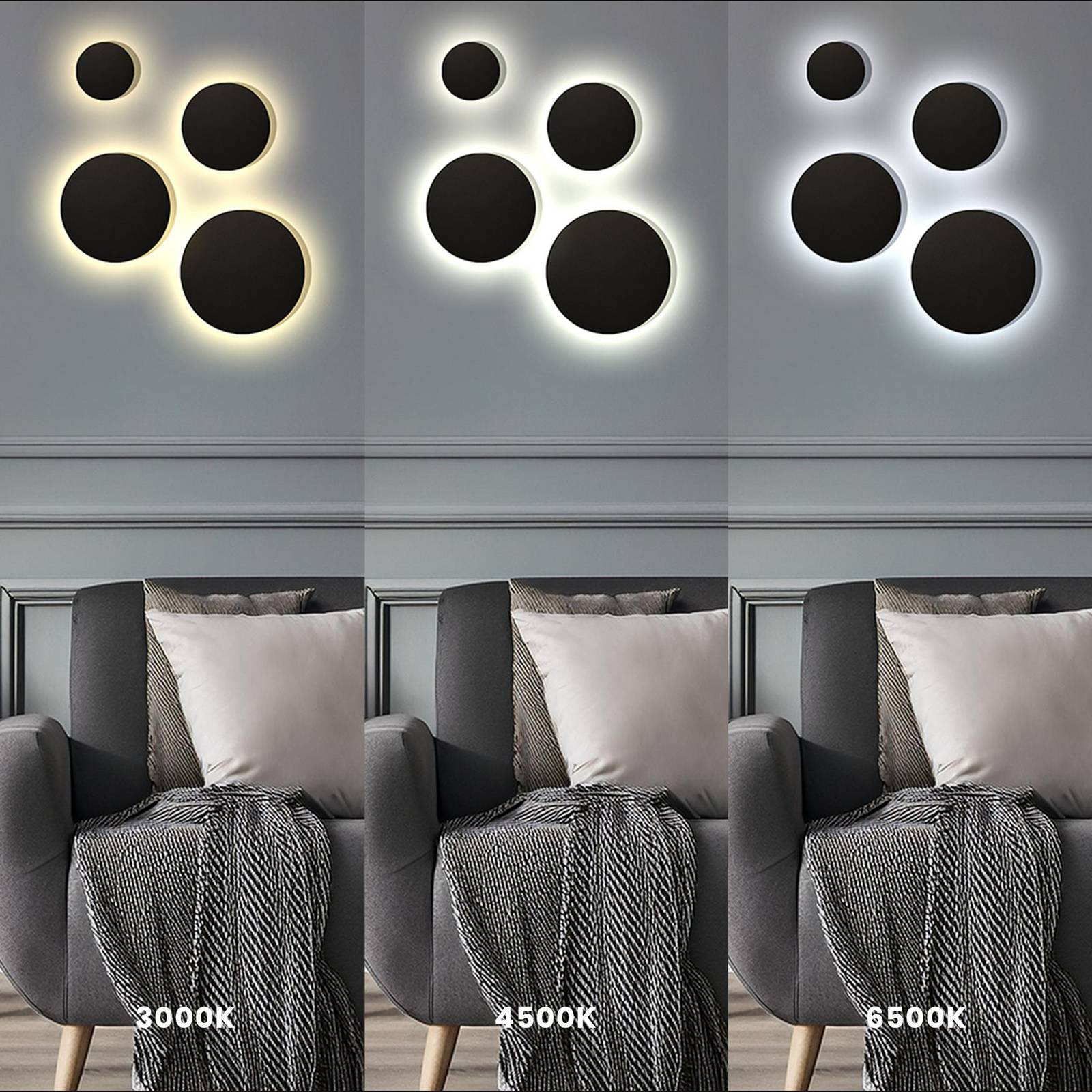 Kinkiet LED Disk, Ø 18 cm, czarny, tworzywo sztuczne, IP65, CCT