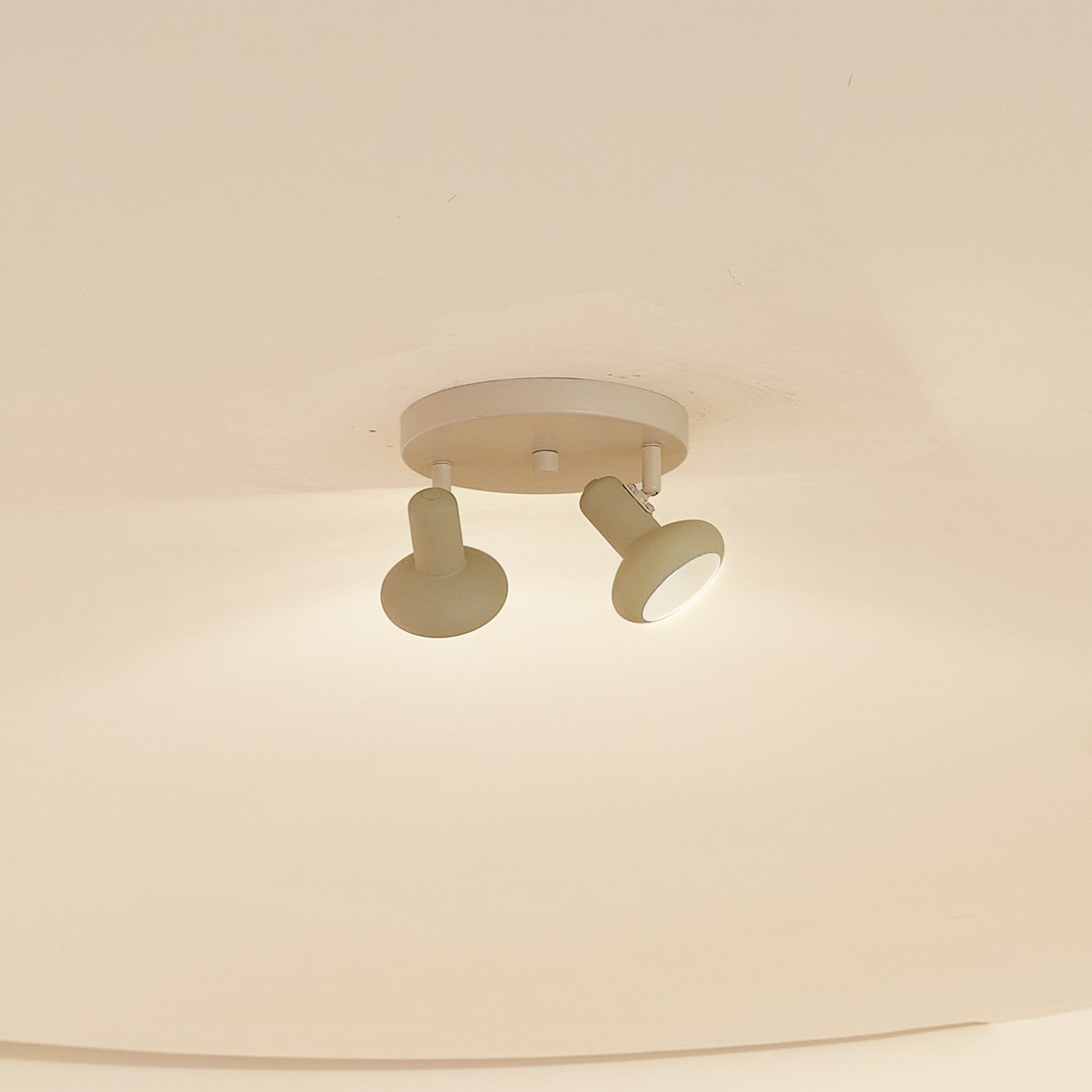 Lindby Huby, faretto da soffitto a 2 luci, crema/verde chiaro, ferro