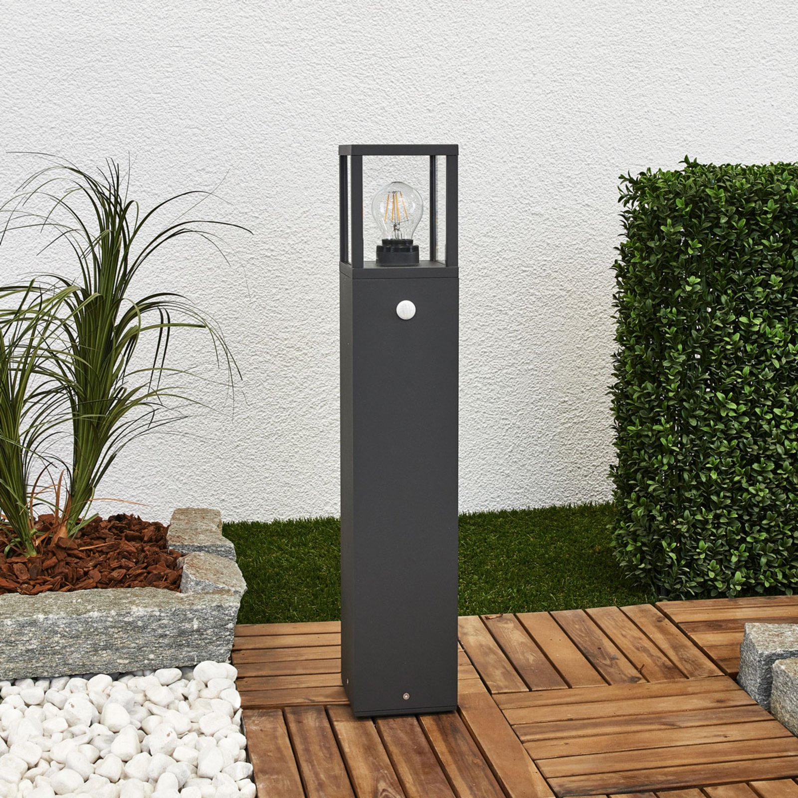 Klemens Short Candeeiro de Jardim Exterior IP54 com Sensor Graphite - Lucande