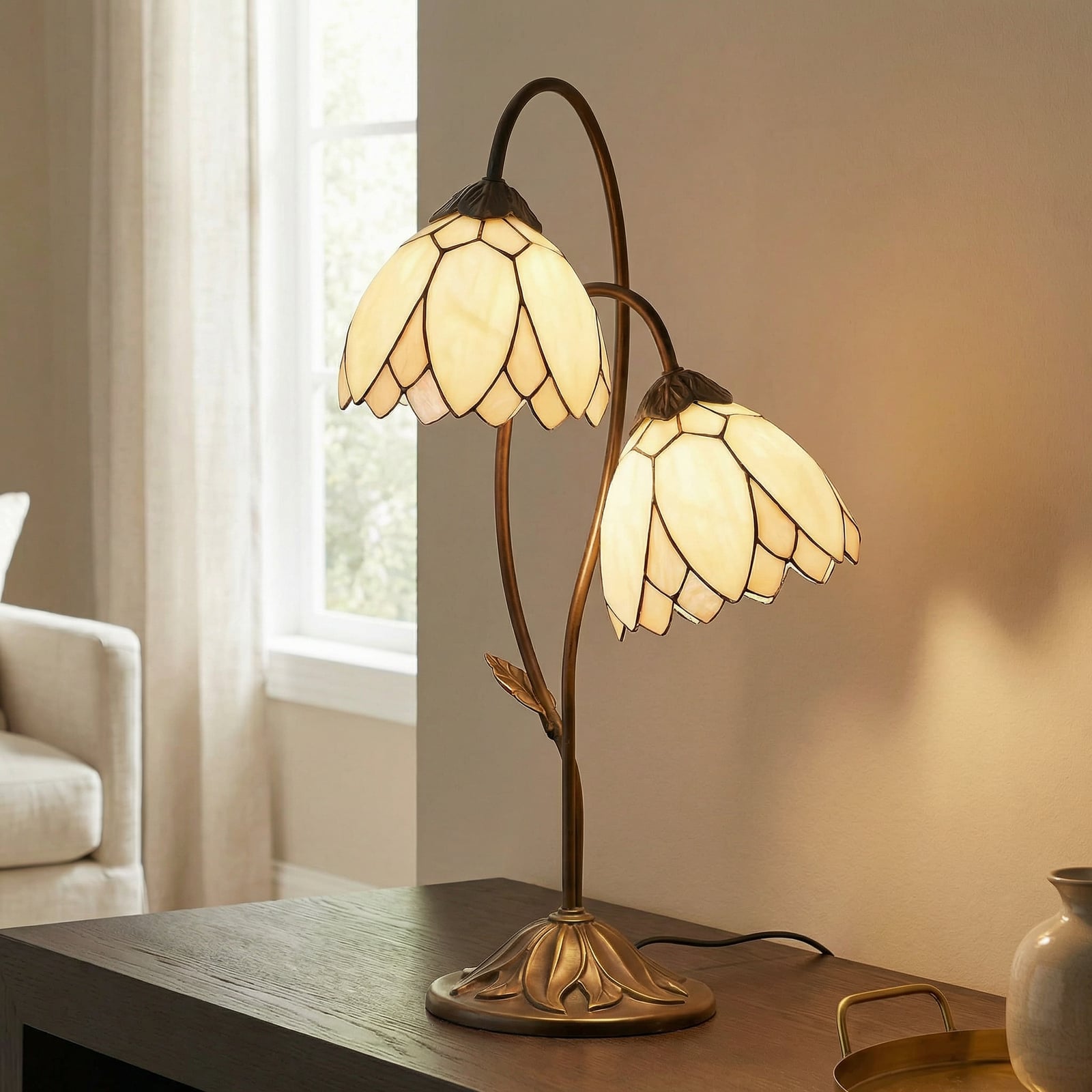 Lampada da tavolo Liliana a 2 luci -Tiffany