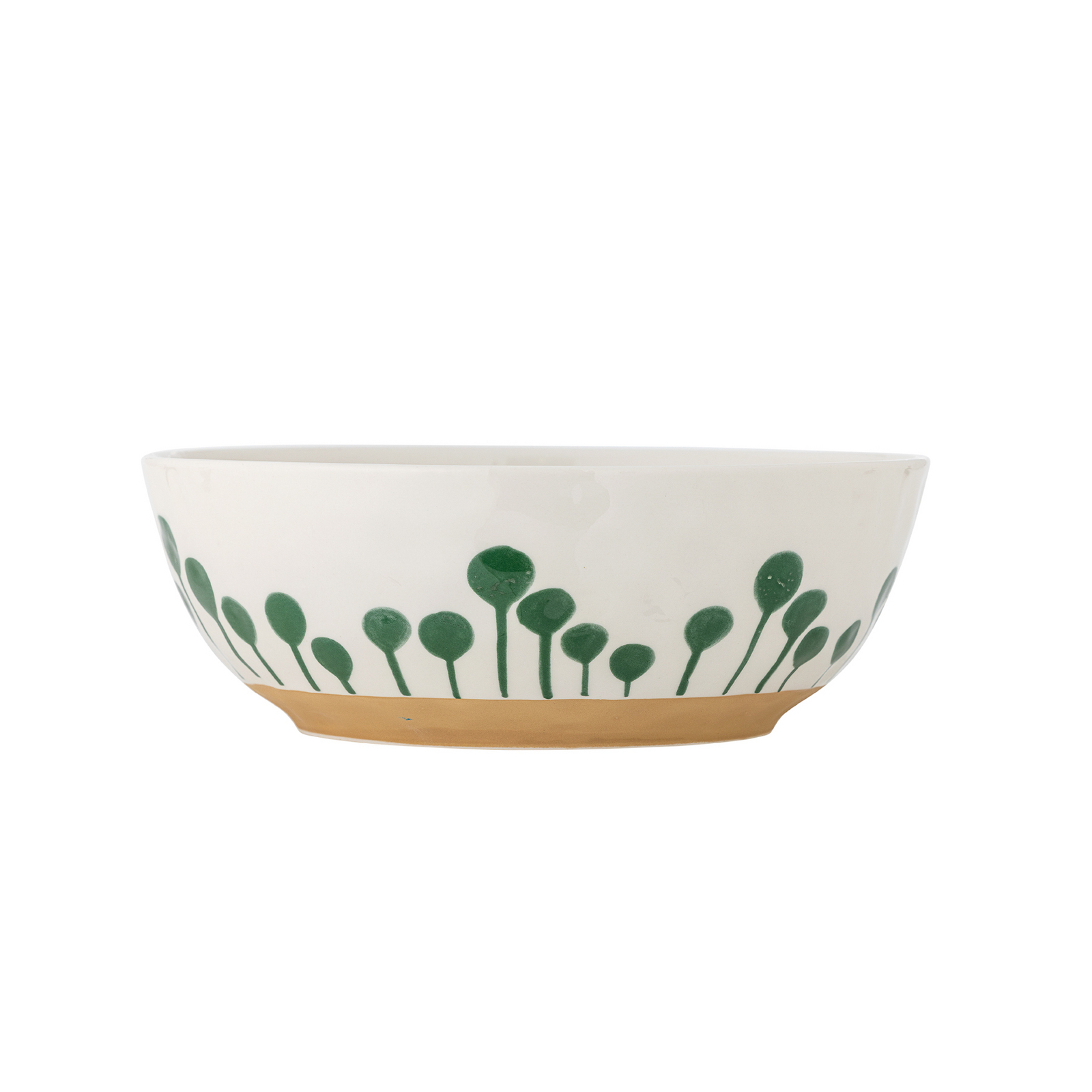 Bol Linora, blanc/vert, hauteur 9 cm, céramique - Bloomingville