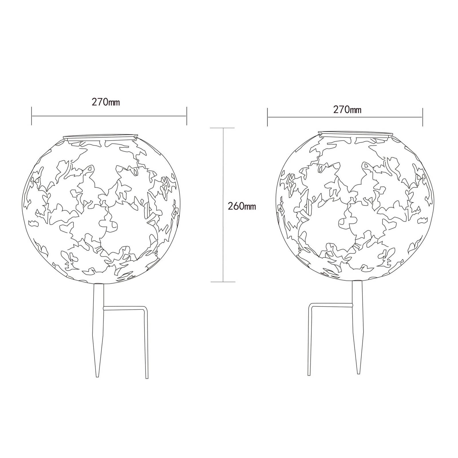 Lampa solarna LED 36749S kula Ø 27 cm, srebrna, szpikulec do ziemi