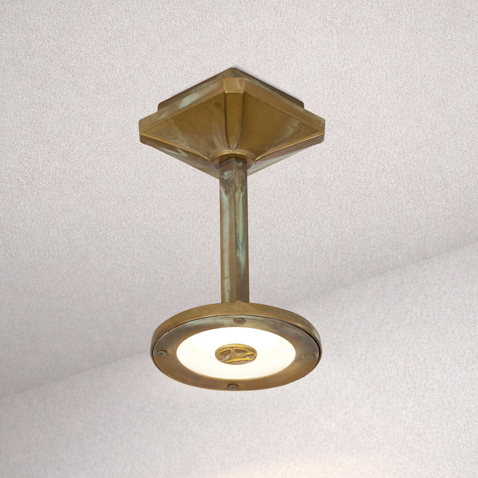 Moretti Luce Zunanja stropna LED-svetilka Aura Disk, višina 20 cm, starinsko medenina - Podeželska hiša / Rustikalna - starinski medenina