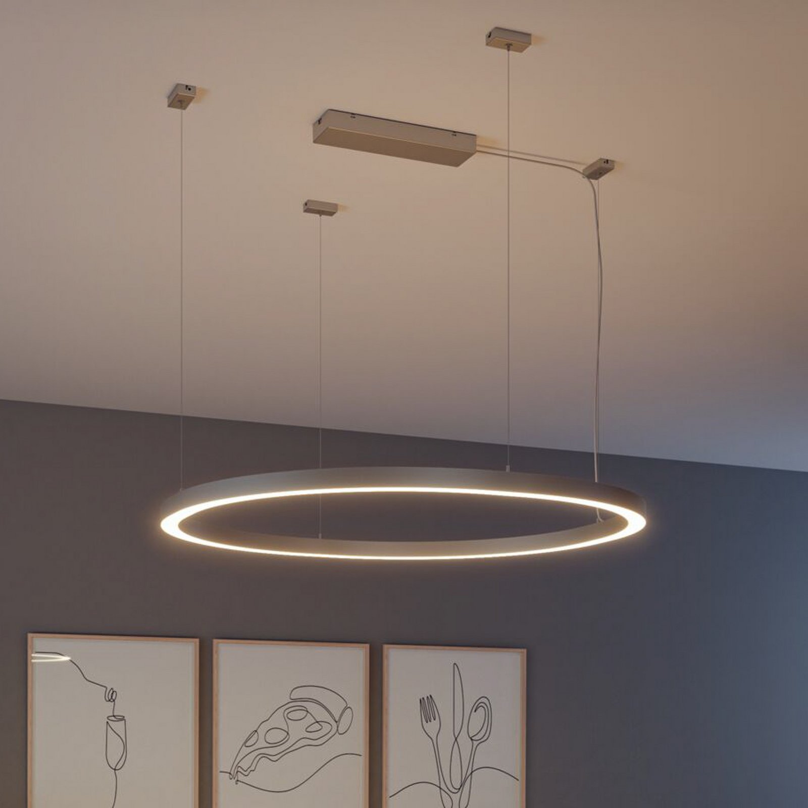 Paulmann strømkabel Linion, grå, lengde 175 cm, tekstil