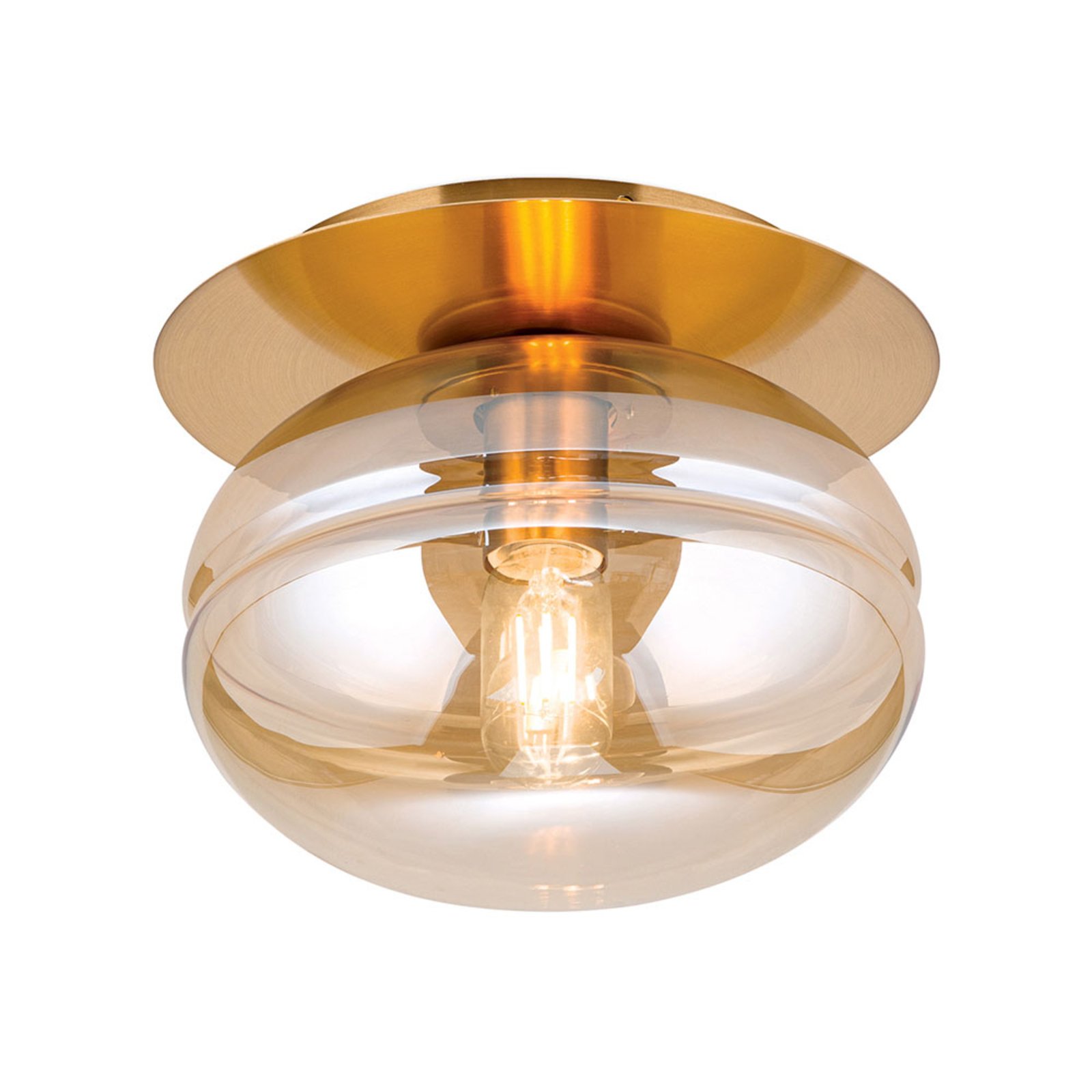 Richard ceiling light, brass metal, amber glass