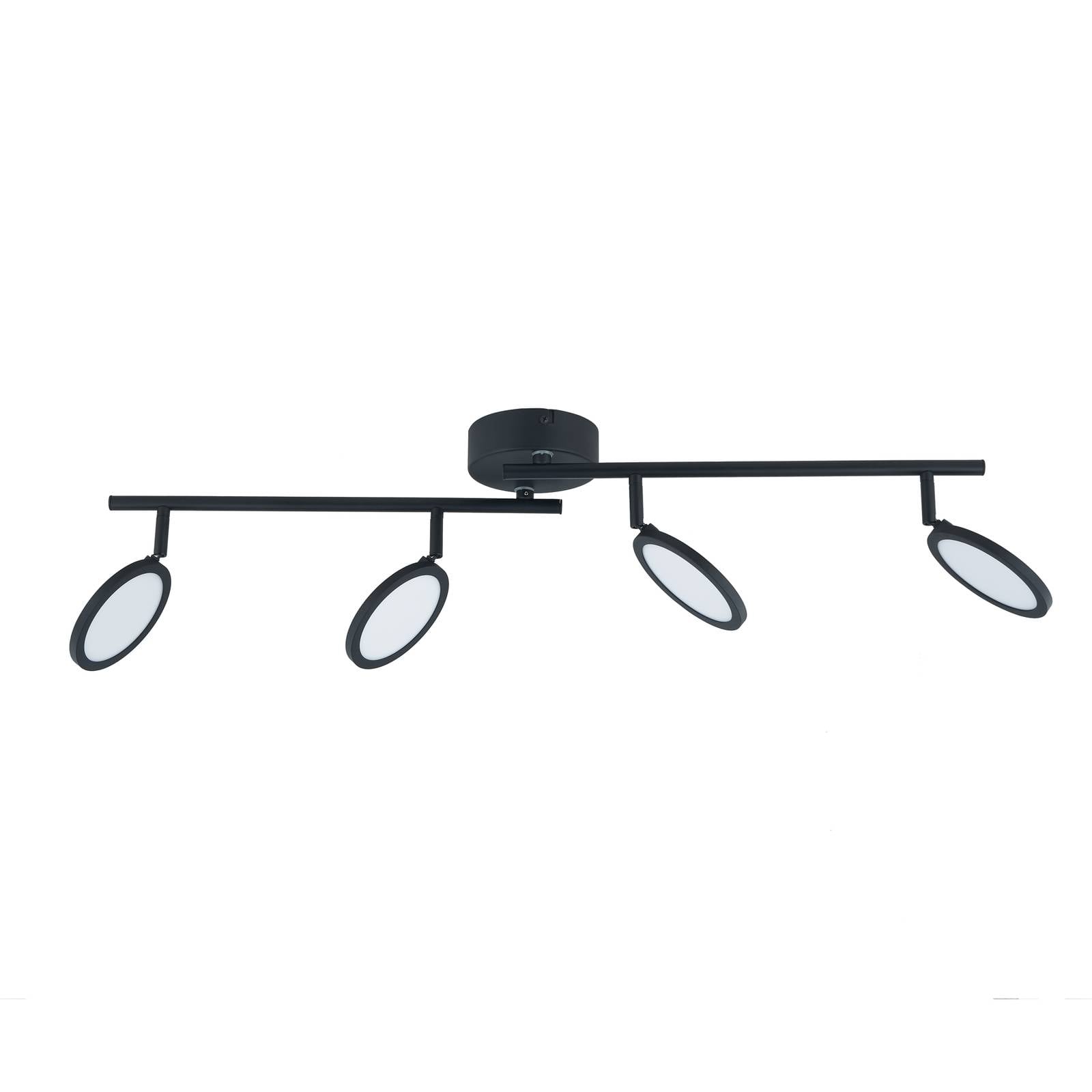 Lindby LED-Spot Manel, schwarz, Eisen, 82 cm lang, 4.flg.
