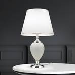 Ovum table lamp, white/chrome, height 48 cm, ceramic/chintz