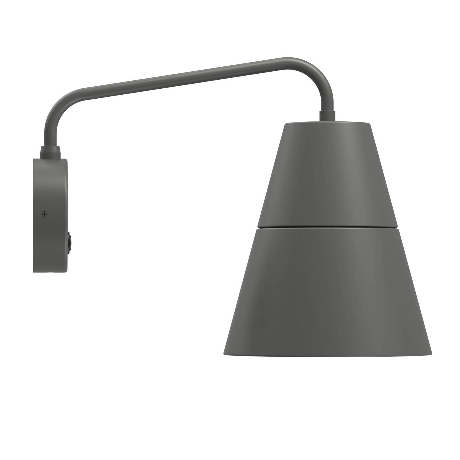 GRUPA Ili wall light with plug cable, grey, for Living / Dining Room, aluminium, PVC, E27, 75 W, H: 27 cm
