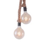 Rope pendant light with rope, two-bulb