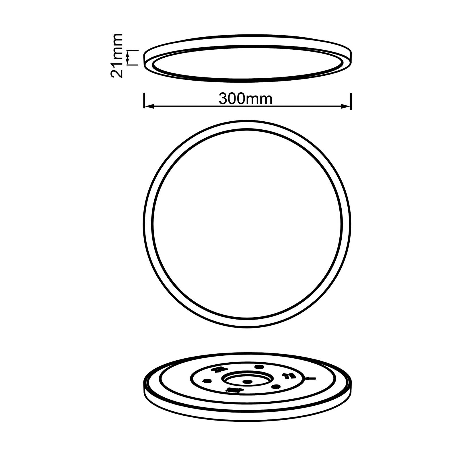 Lampa sufitowa Tuco LED, ściemniana, czarna, tworzywo sztuczne, Ø 30 cm