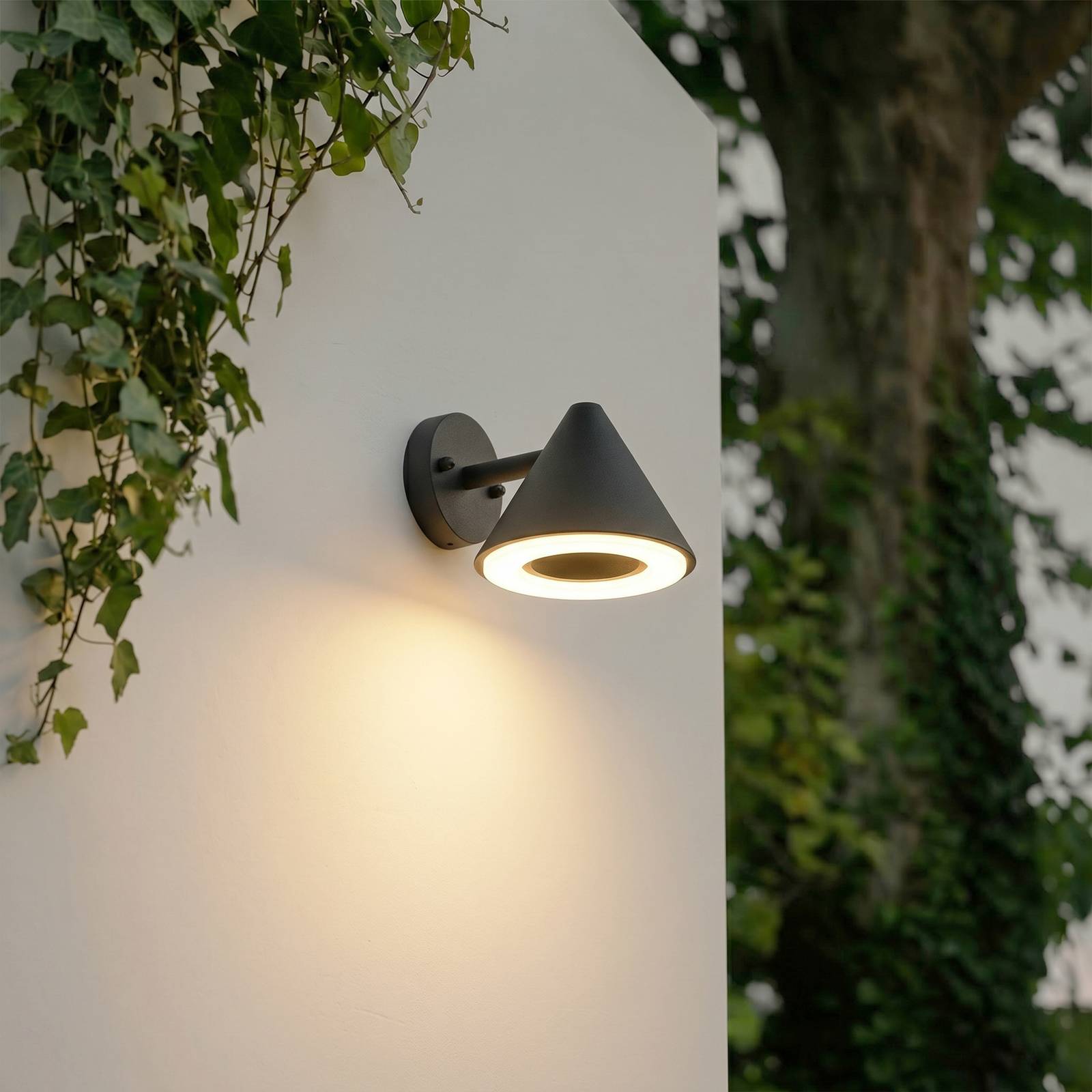 Kinkiet zewnętrzny LED Lindby Soran, czarny, metalowy, IP44