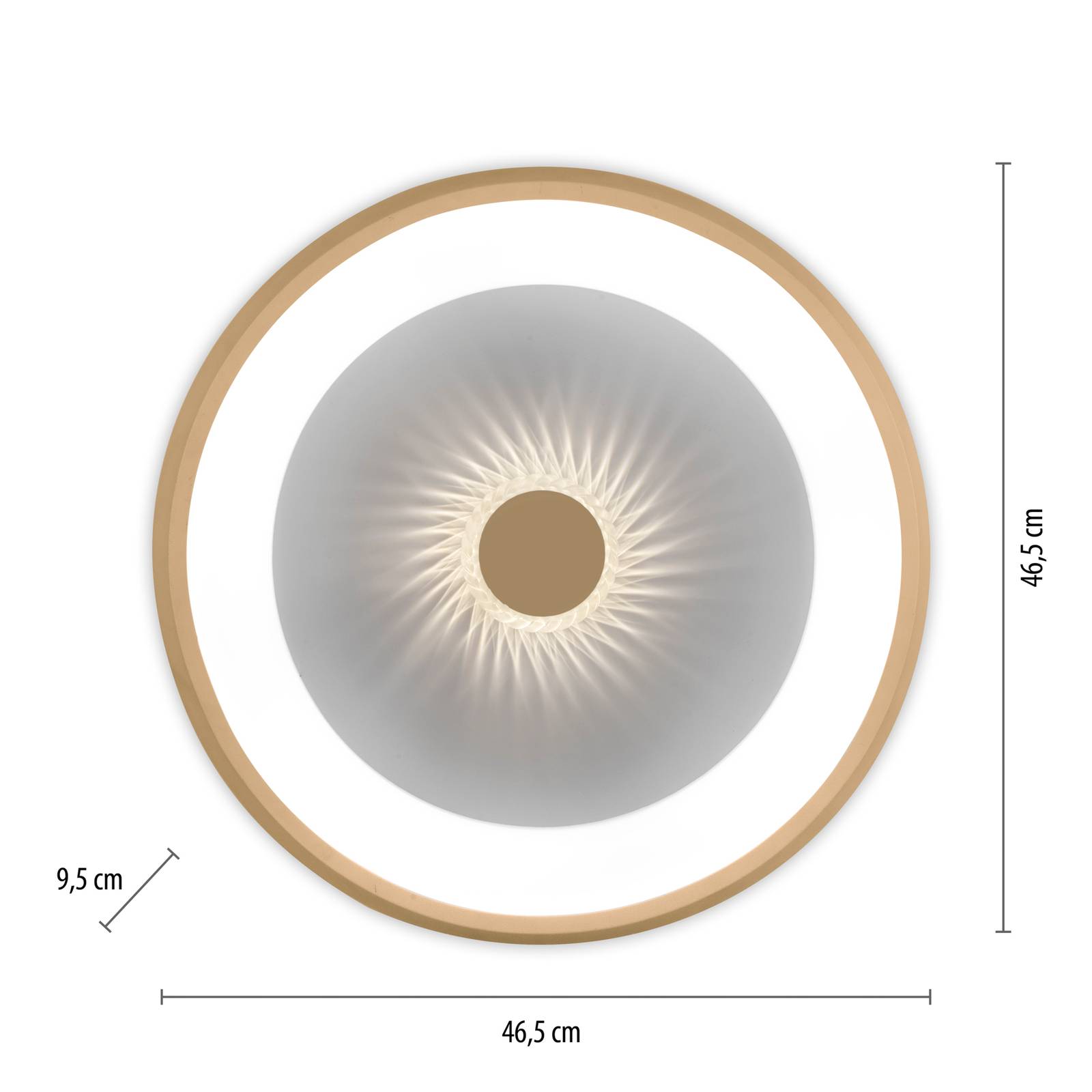 Lampa sufitowa LED Vertigo, CCT, Ø 46,5 cm, mosiądz