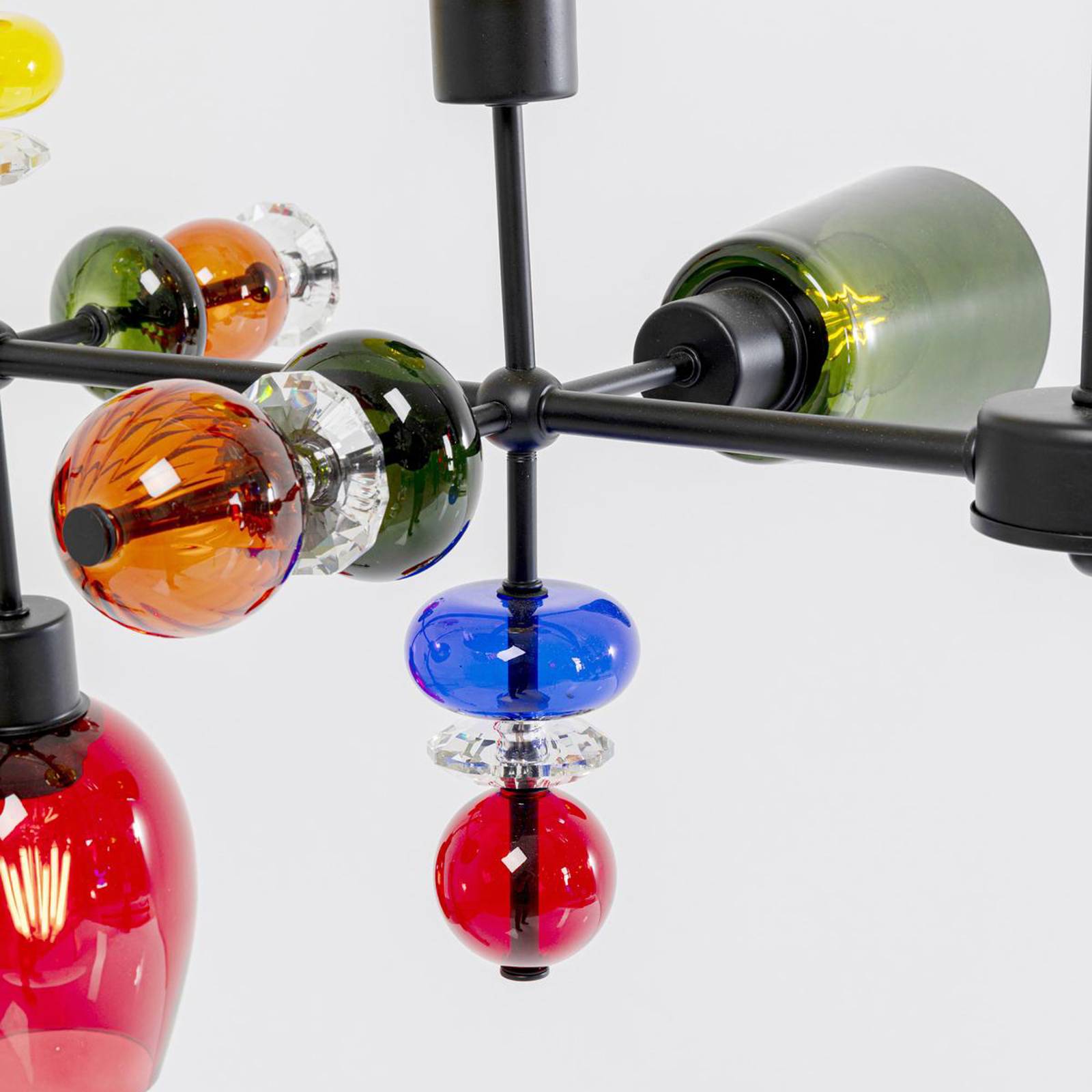 Lampa wisząca Kare Mazzo Otto, szkło multicolor, 8-punktowa