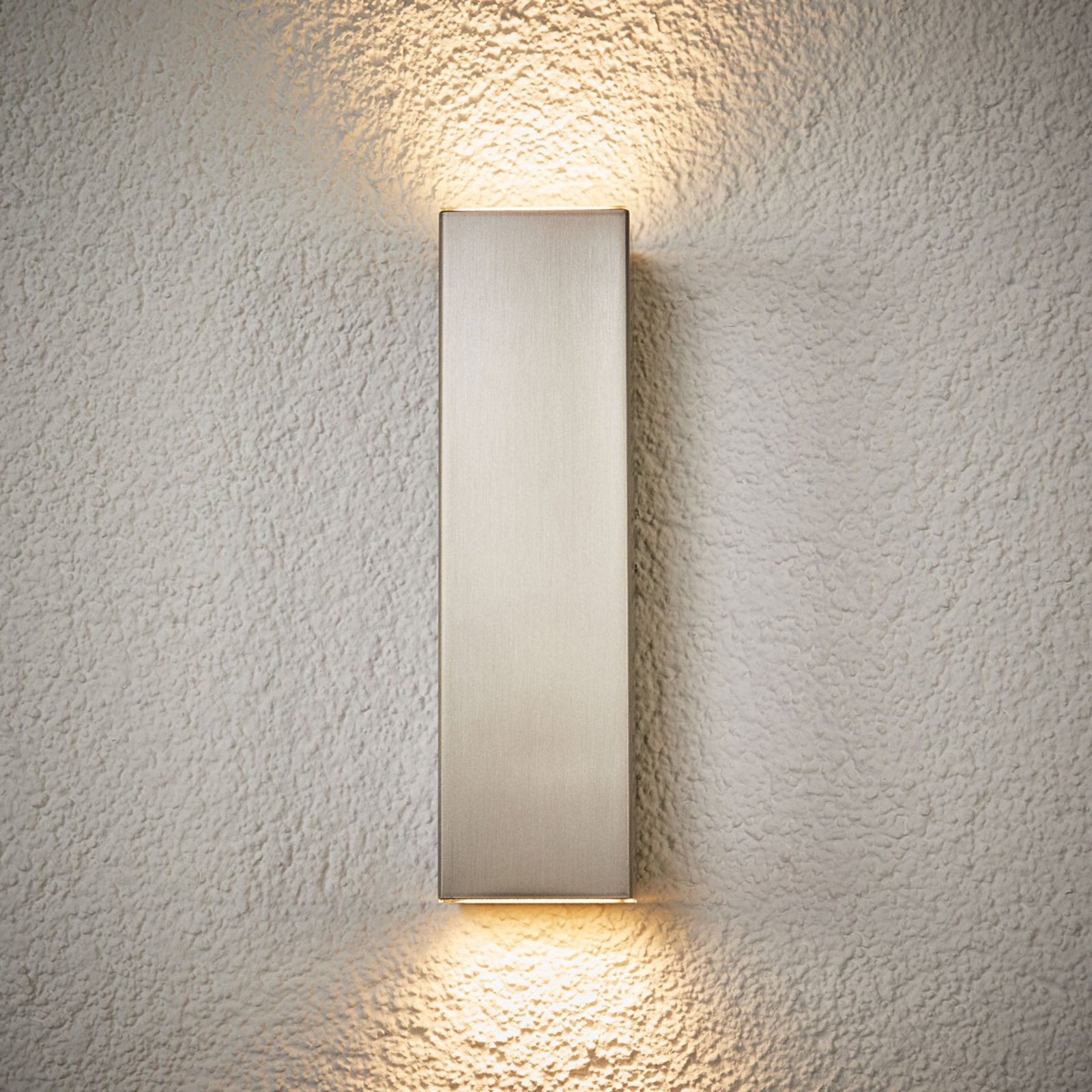 Lucande Steel LED outdoor wall light Jana 25 x 7 cm, stainless steel, aluminium, plastic, 5 W, energy efficiency: A+, W: 7 cm, H: 25 cm