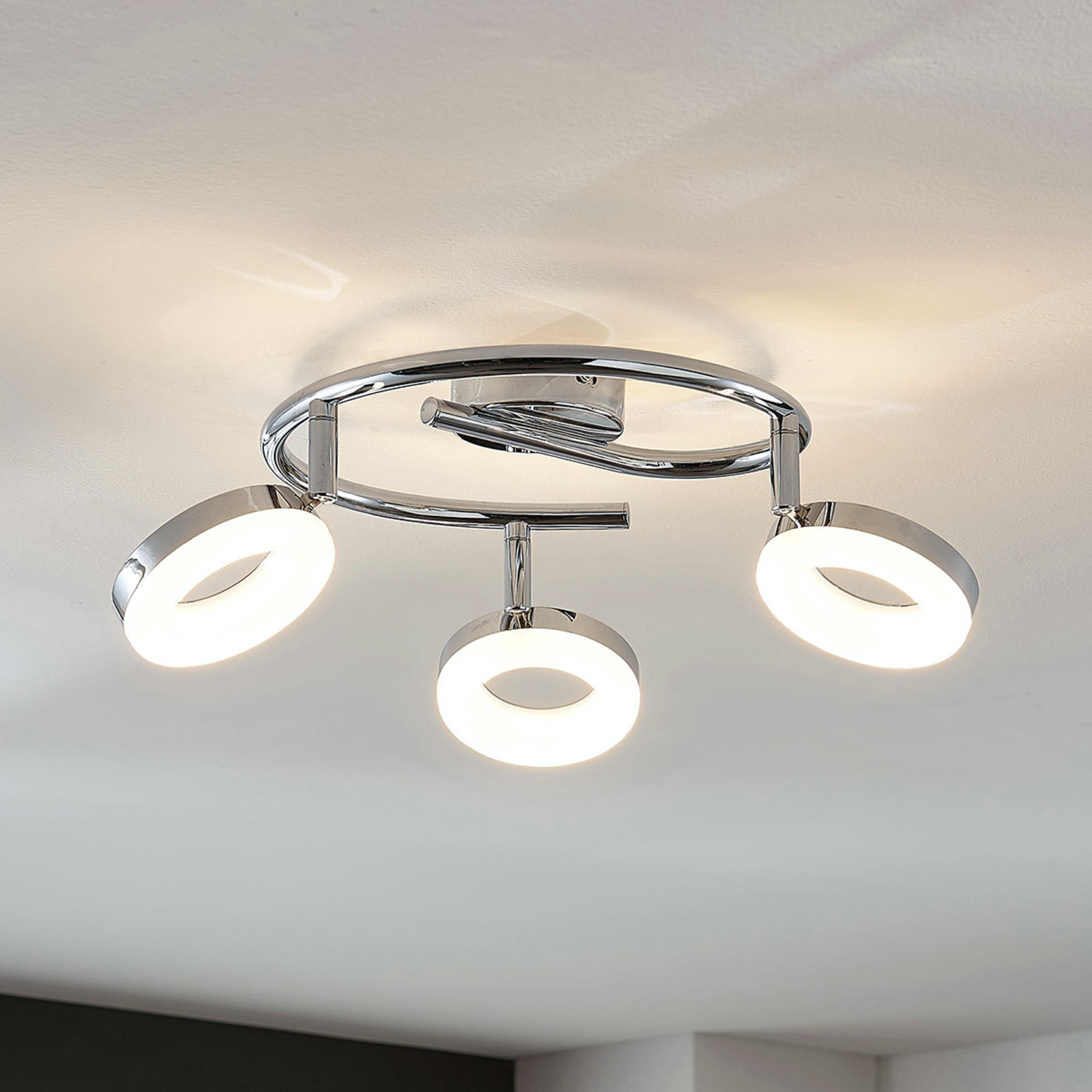 LED ceiling light Ringo, 3-bulb spiral, Lampenwelt.com, for Living / Dining Room, metal, plastic, 4 W, energy efficiency: A+, H: 18 cm