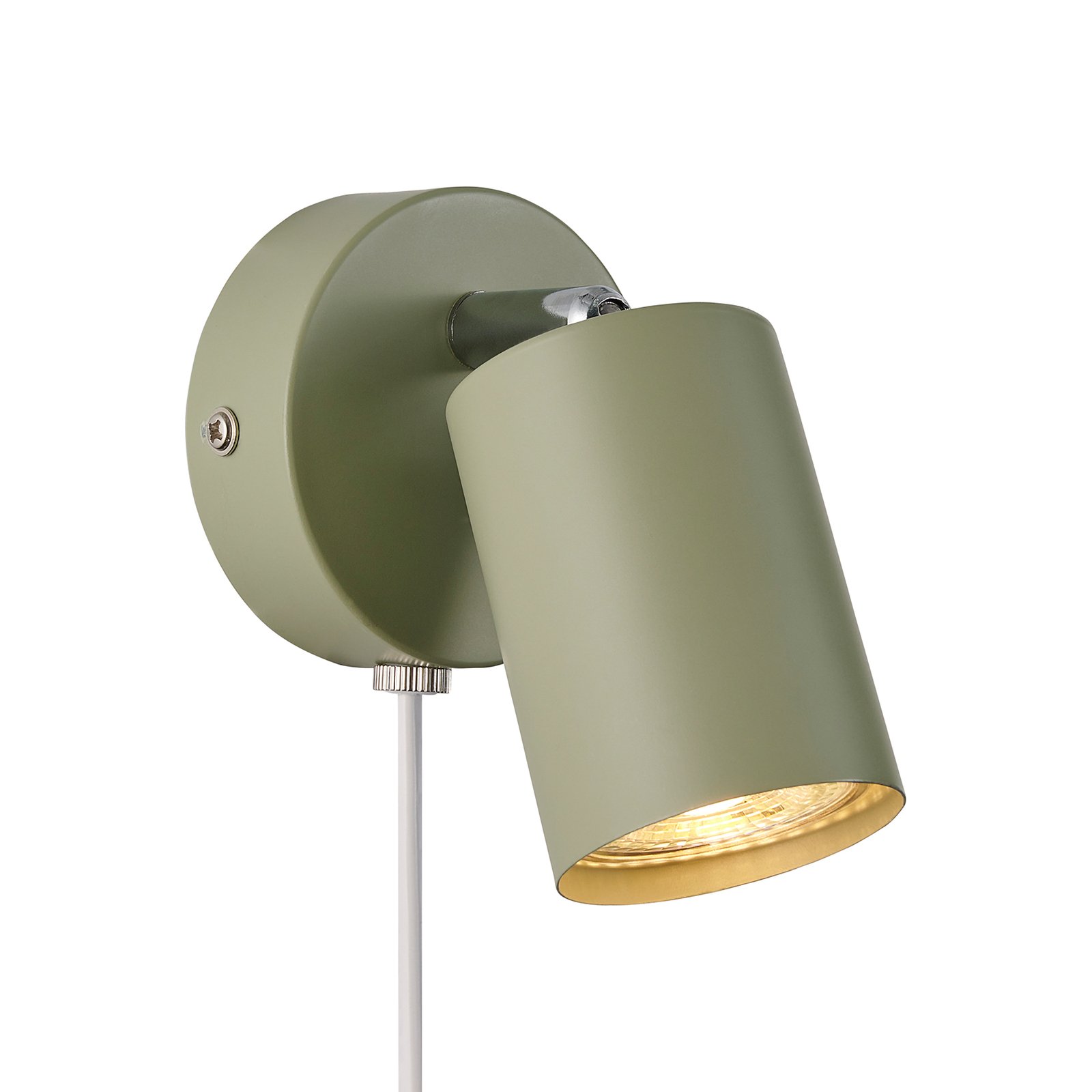 Explore wall spotlight with cable and plug, GU10, green
