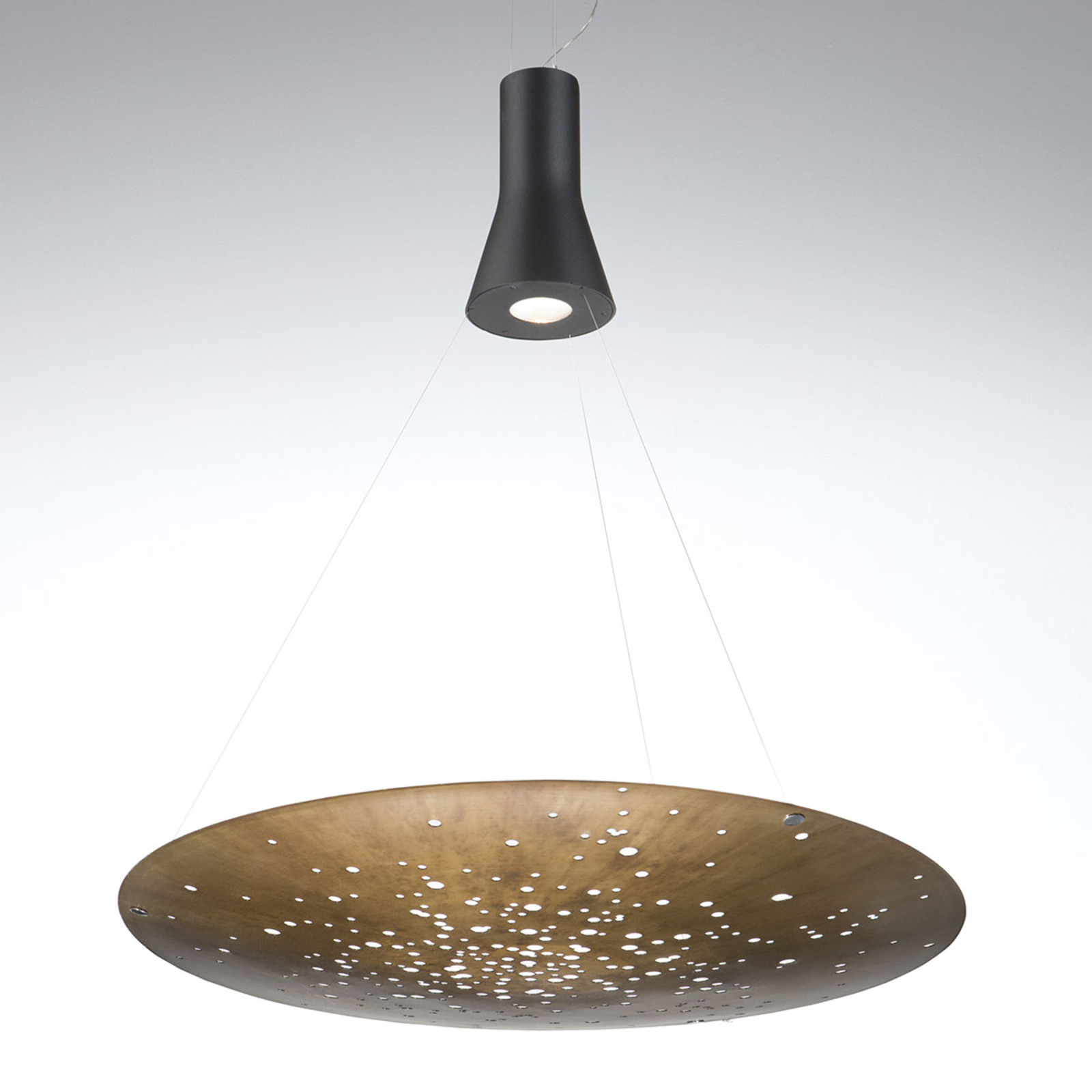 Fabbian Lens LED hanging light Ø 90 cm bronze