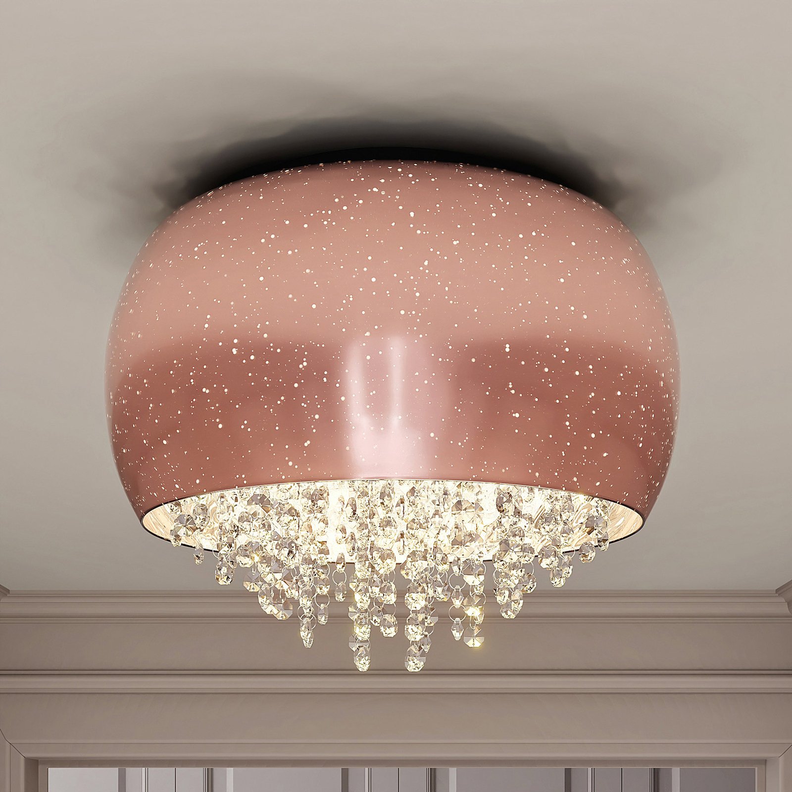 Lucande Elinara crystal ceiling lamp 5-bulb copper