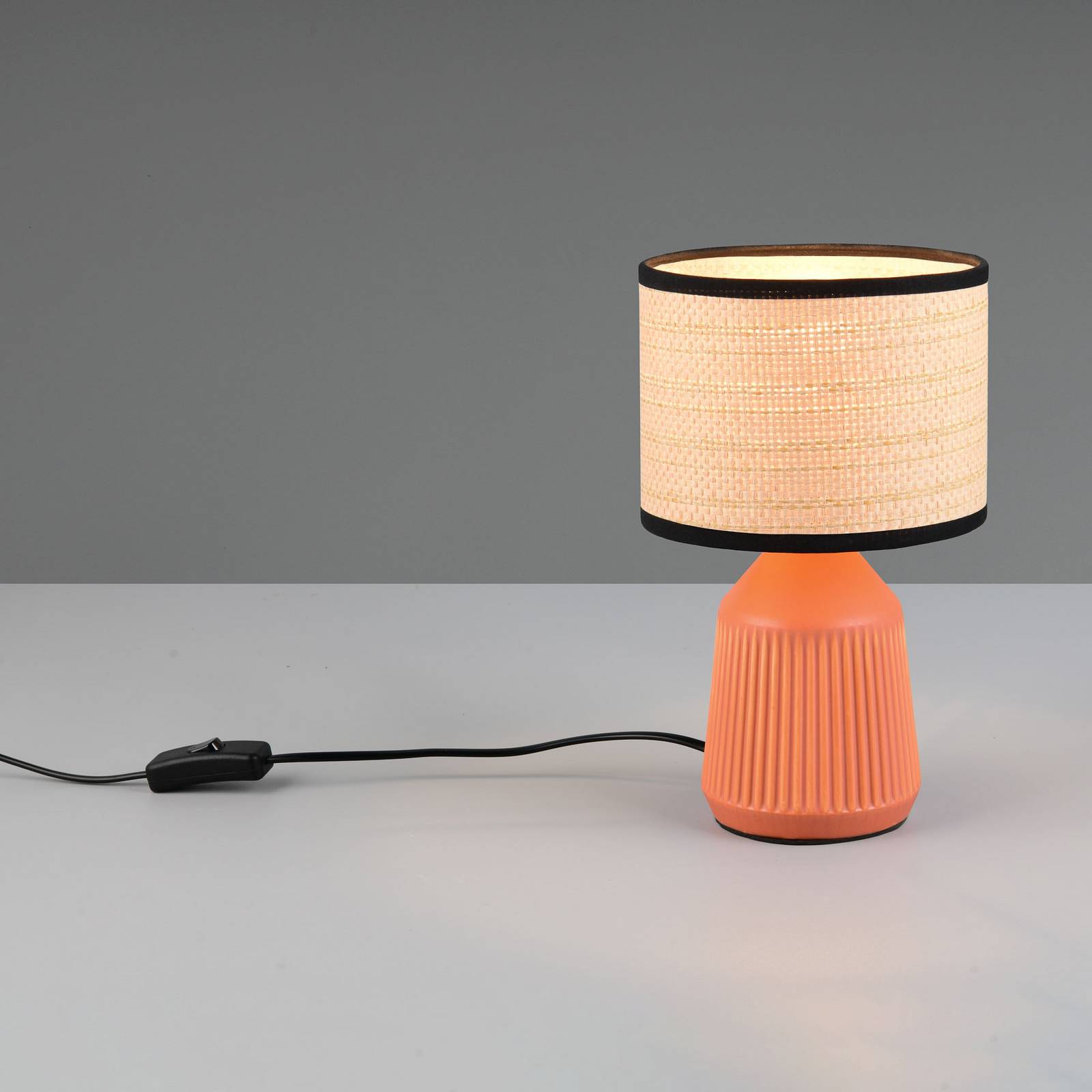 Reality Leuchten Lampe de table Formentera, terre cuite/beige, 27 cm Céramique/papier