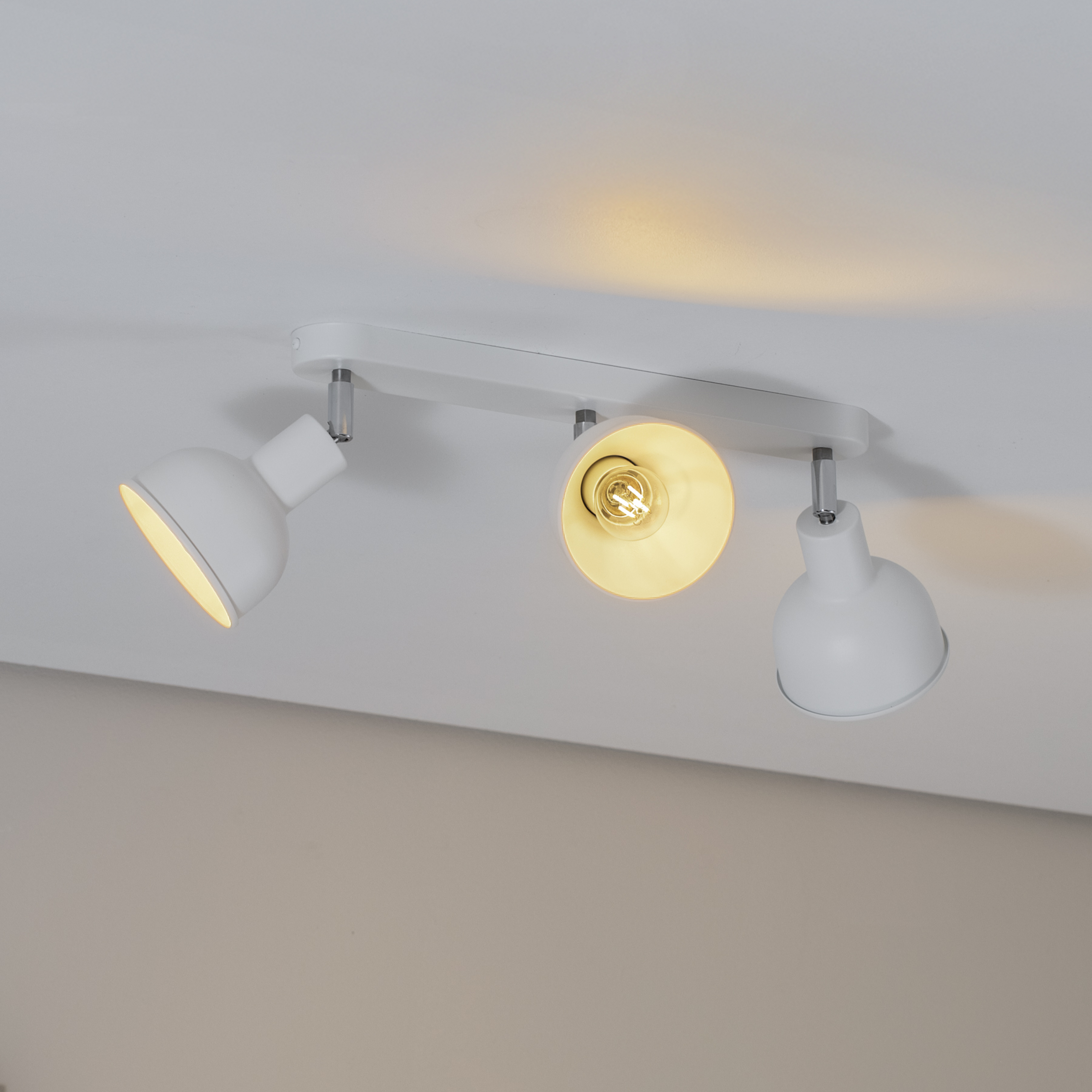 Plafonnier Elba, 40 cm, à 3 lampes, blanc, métal, E27