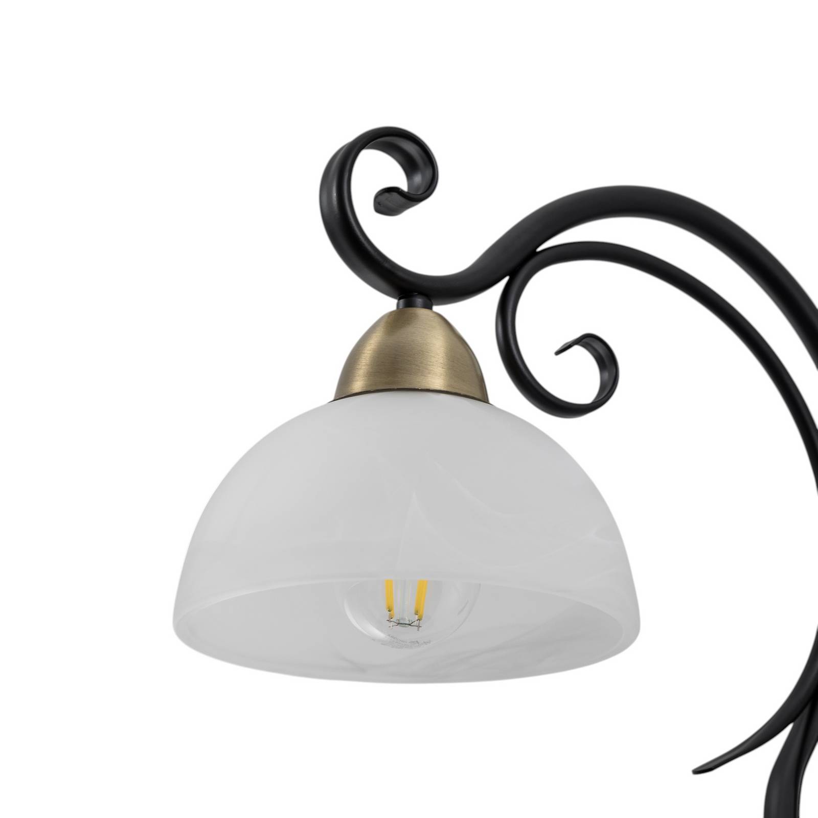 Kinkiet Flora, szklany klosz, czarny/mosiężny