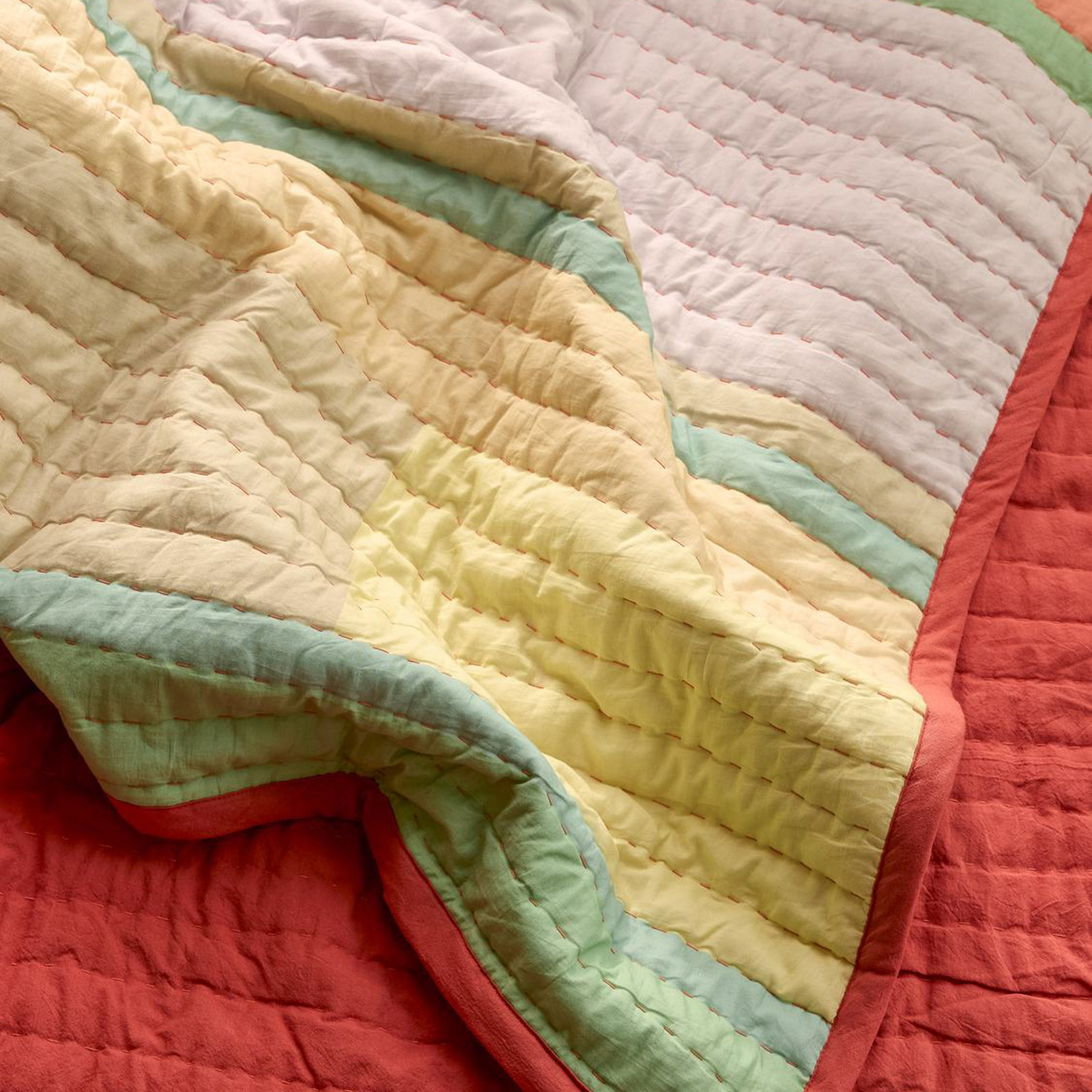 Pavillion Decke, korall/multifarbig, 140x200 cm - HÜBSCH