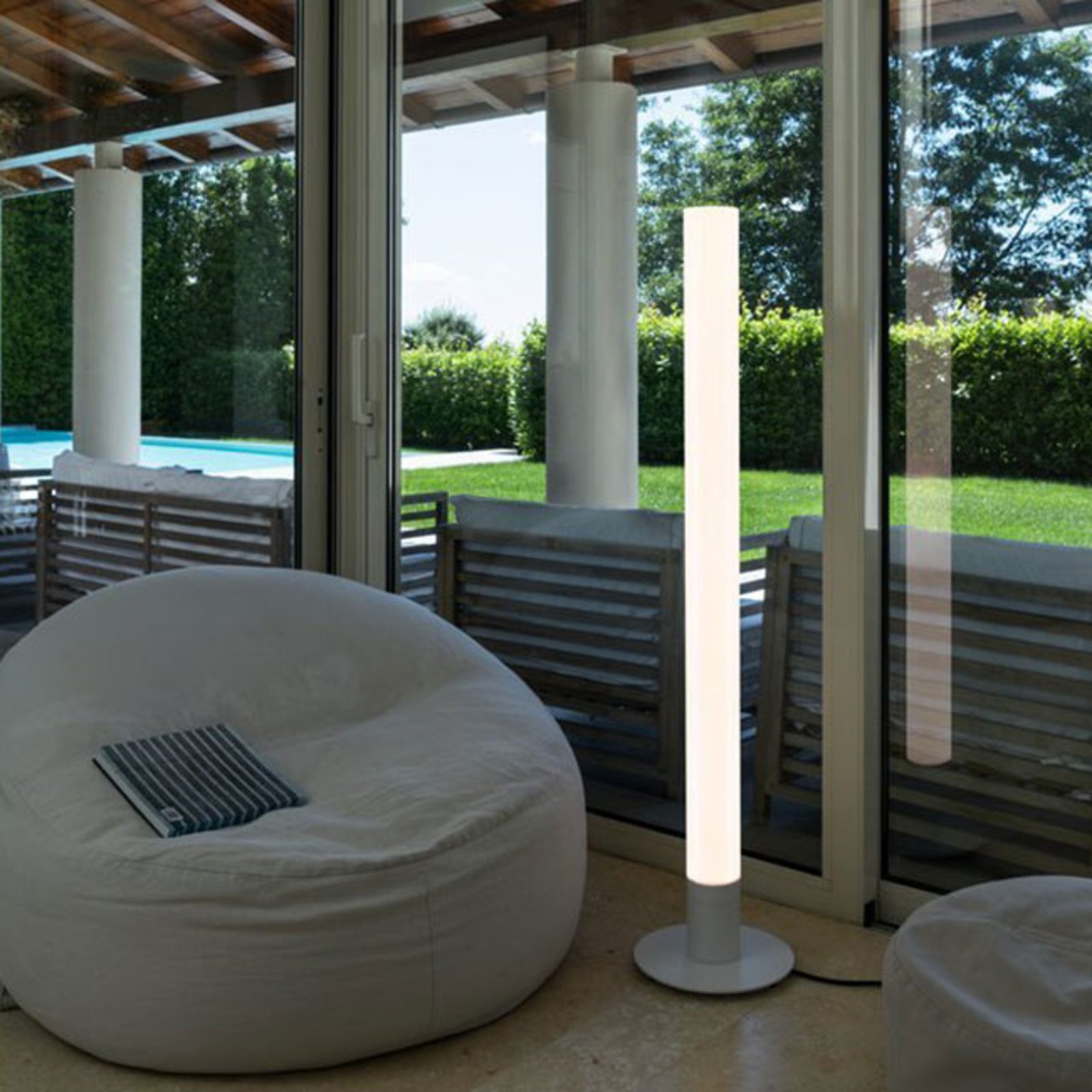 SLV Light Pipe LED floor lamp dimmable IP55 140 cm, for Living / Dining Room, aluminium, PMMA, 11 W, energy efficiency: A+, H: 140 cm