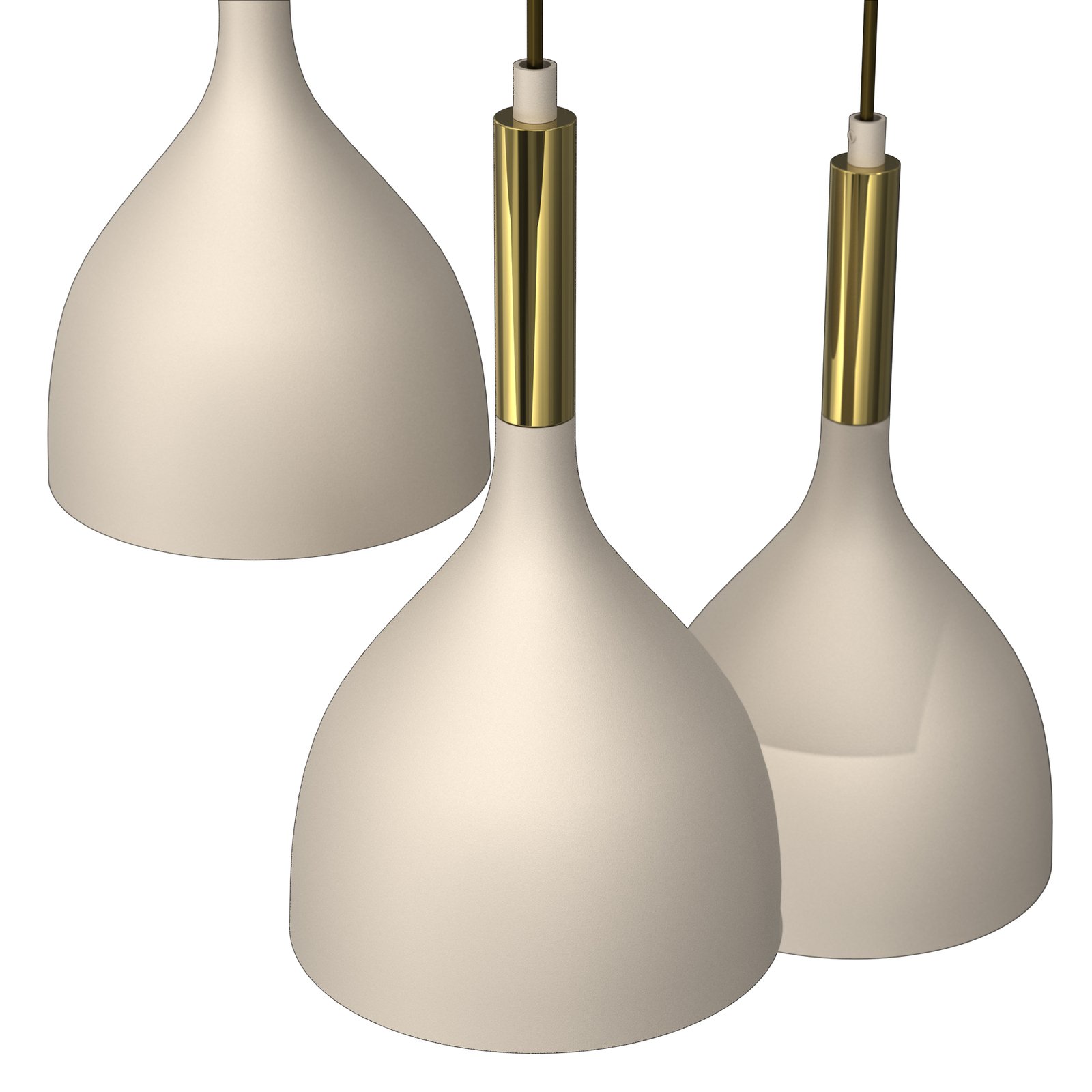 Noak pendant light, 3-bulb, beige/gold, round, steel