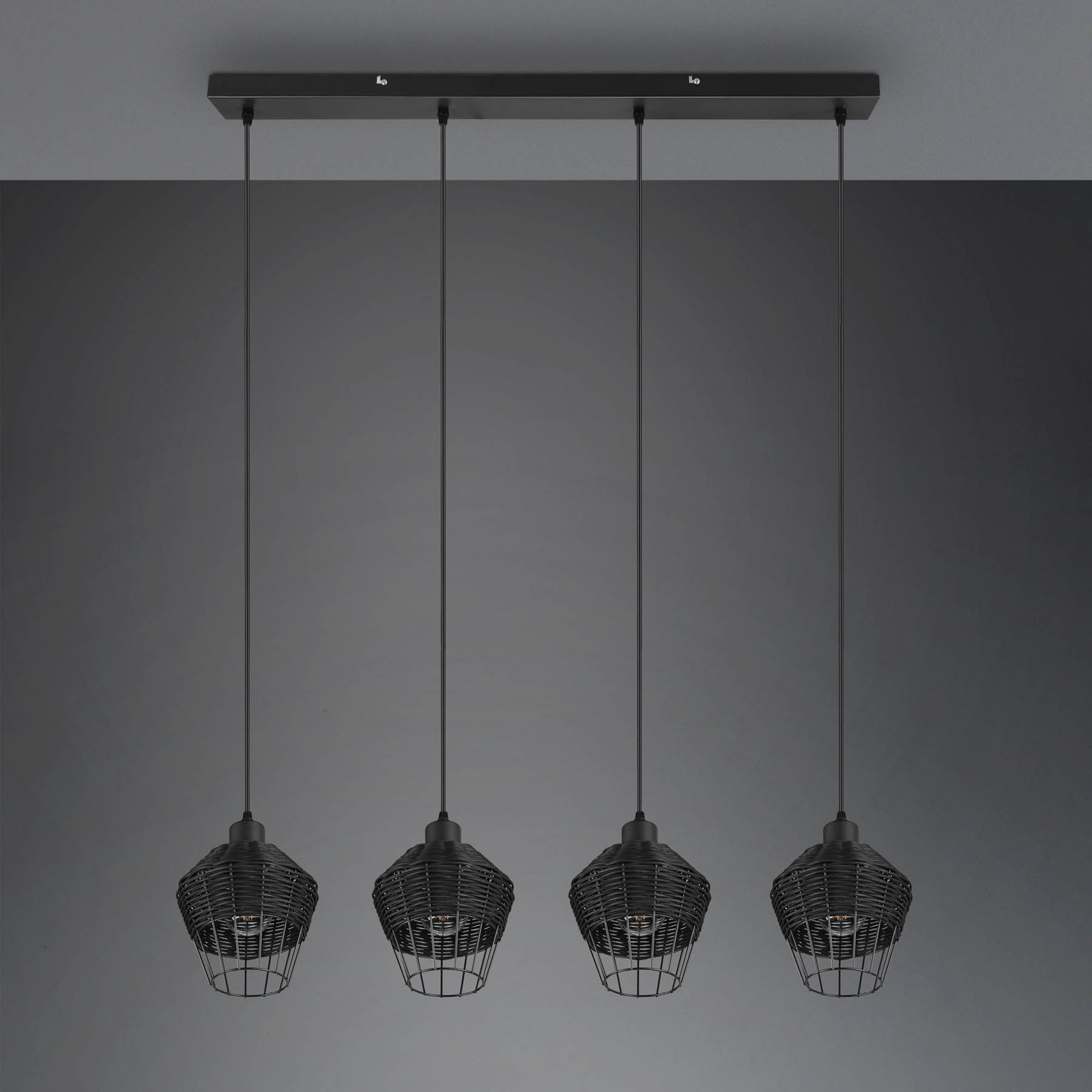 Hanglamp Borka, 4-lamps, zwart