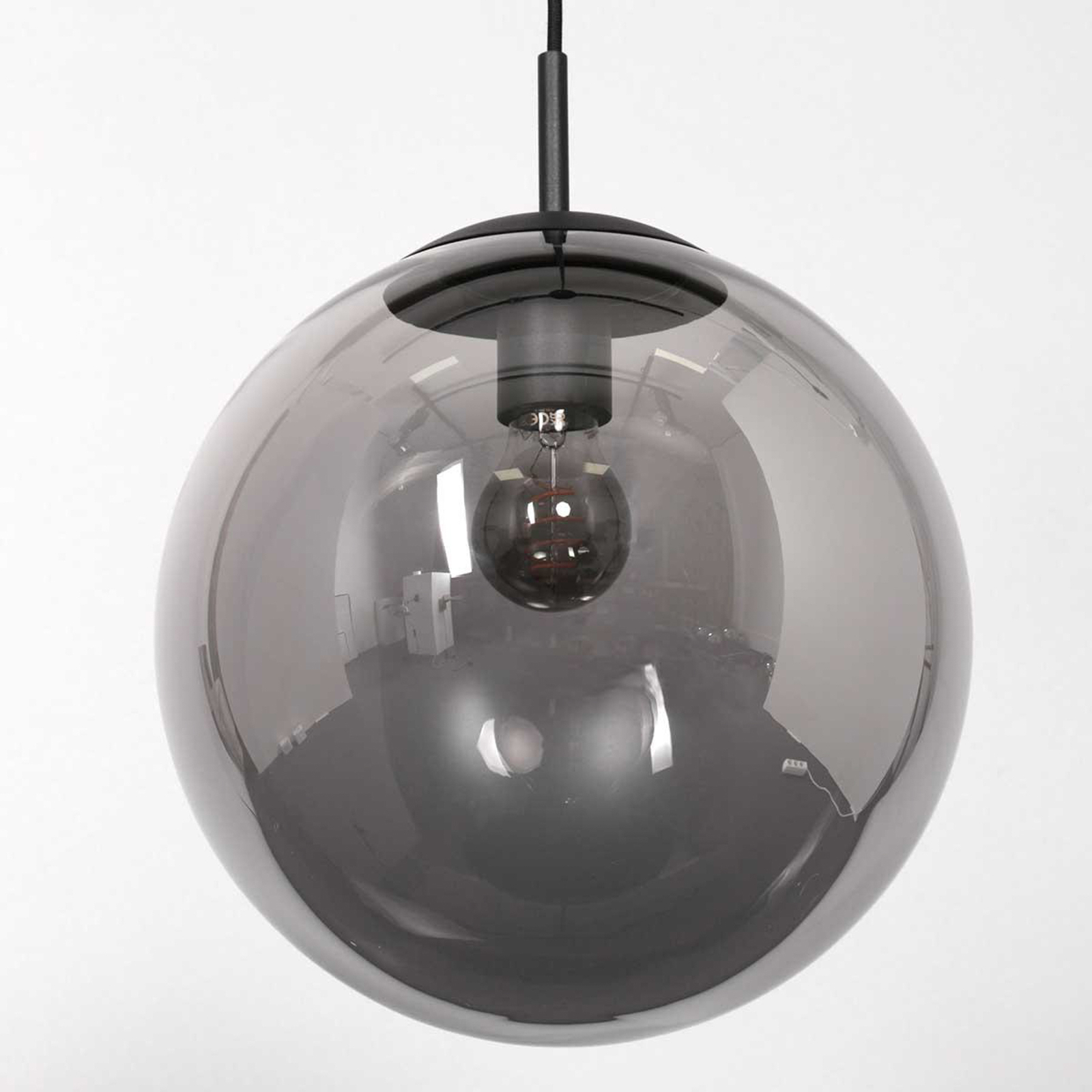 Suspension Bollique, noir, Ø 25 cm, verre, 1 lampe, sphère