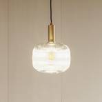 Lindby Doroteo pendant light, 1-bulb, grey, glass