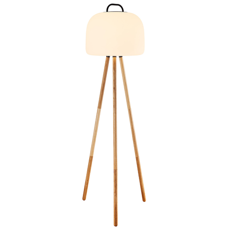 LED-gulvlampe Kettle tripod, tre, skjerm 36 cm