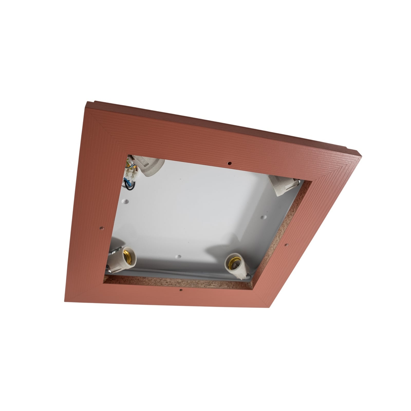 Plafondlamp Tally, breedte 42 cm, terracotta, hout, E27